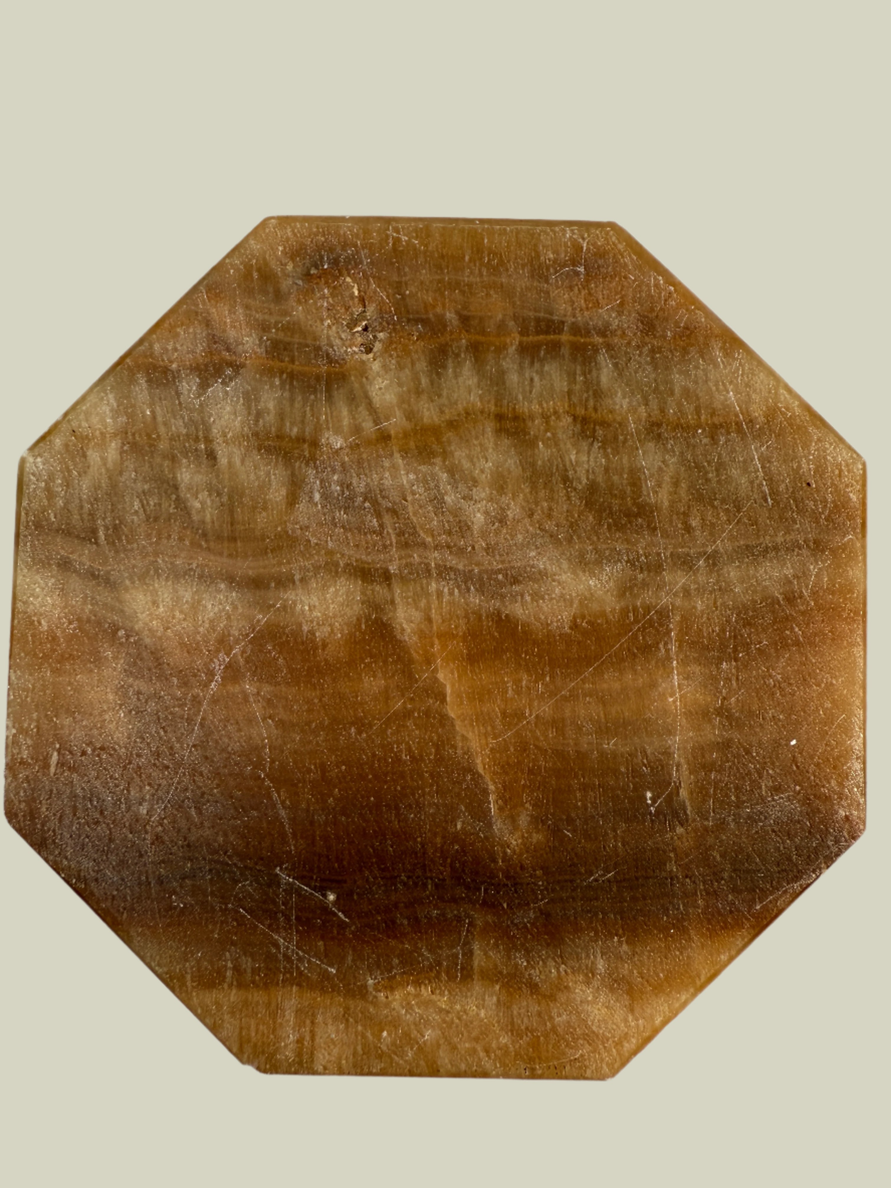 Vintage Onyx Ashtray – Octagonal Brown Stone Catchall