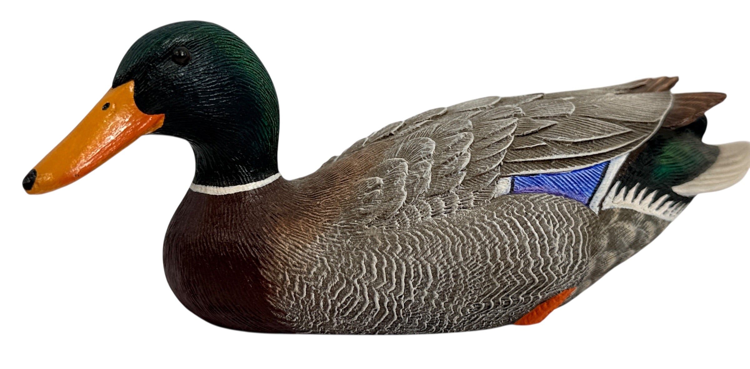 Vintage bonded wood mallard duck decoy sculpture Canada Heritage wildlife cabin décor collectible realistic drake duck carving display piece Canada made