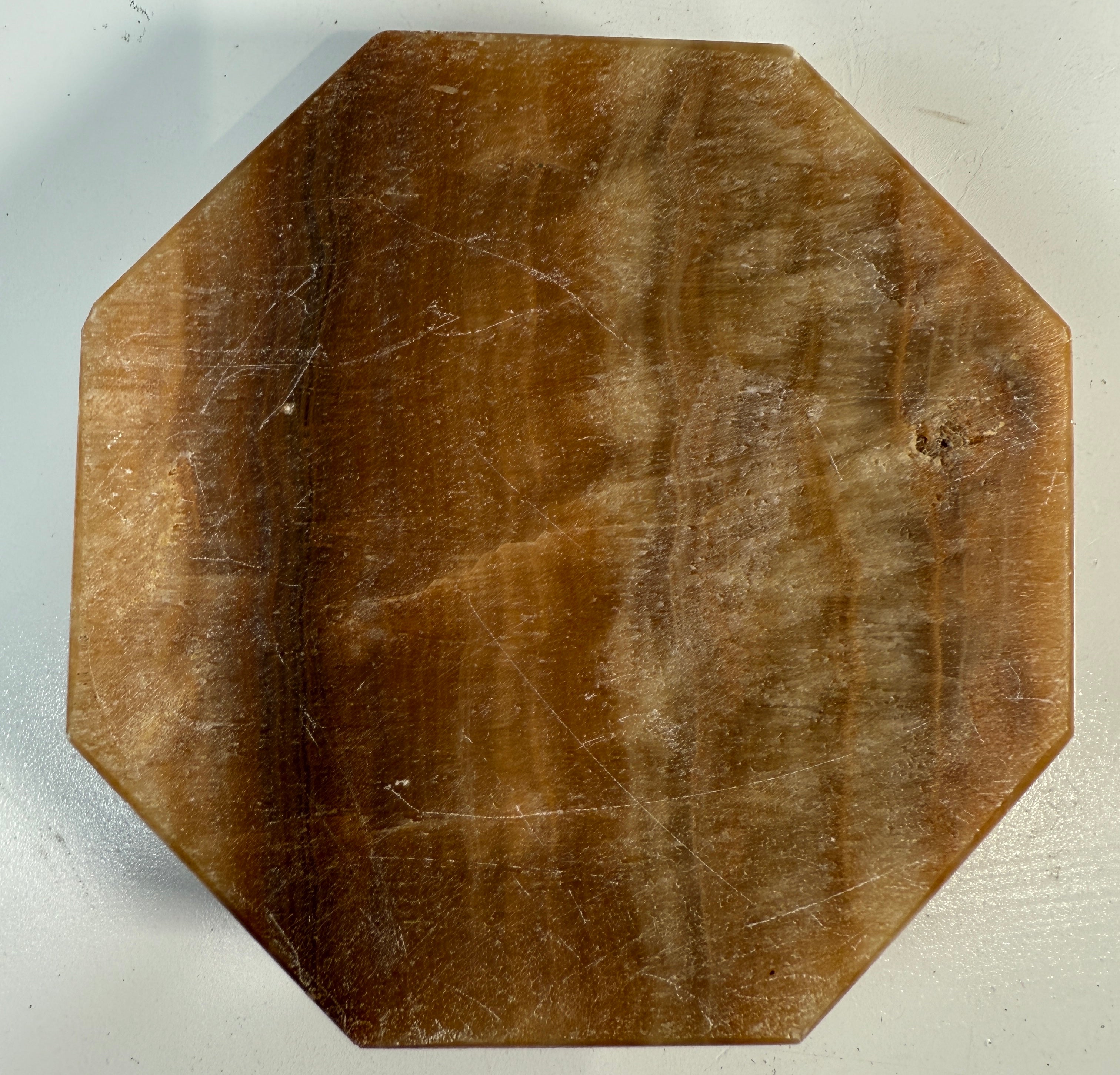 Vintage Onyx Ashtray – Octagonal Brown Stone Catchall