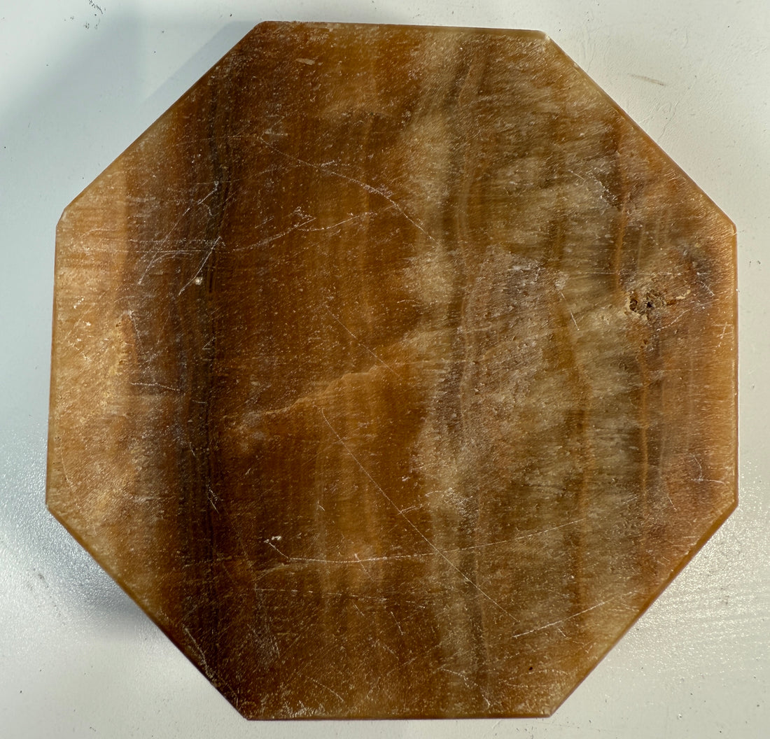 Vintage Onyx Ashtray – Octagonal Brown Stone Catchall