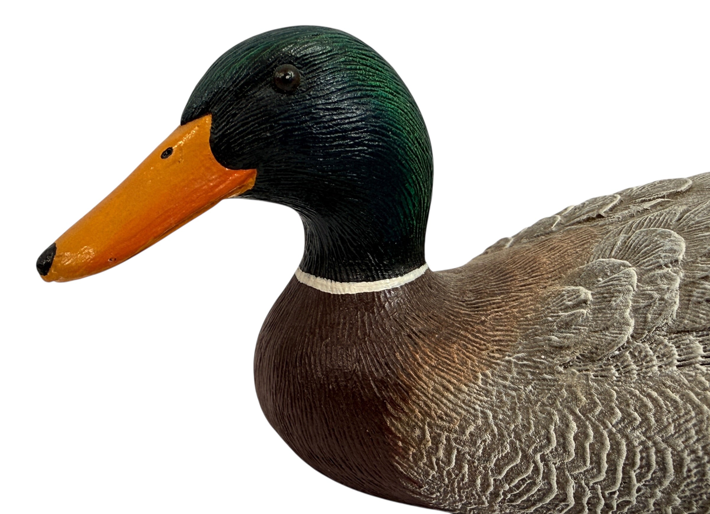 Vintage bonded wood mallard duck decoy sculpture Canada Heritage wildlife cabin décor collectible realistic drake duck carving display piece Canada made