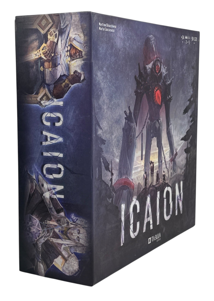ICAION epic fantasy strategy board game by Tabula Games. Complete core set with miniatures and modular boards. Box wear discounted for value.