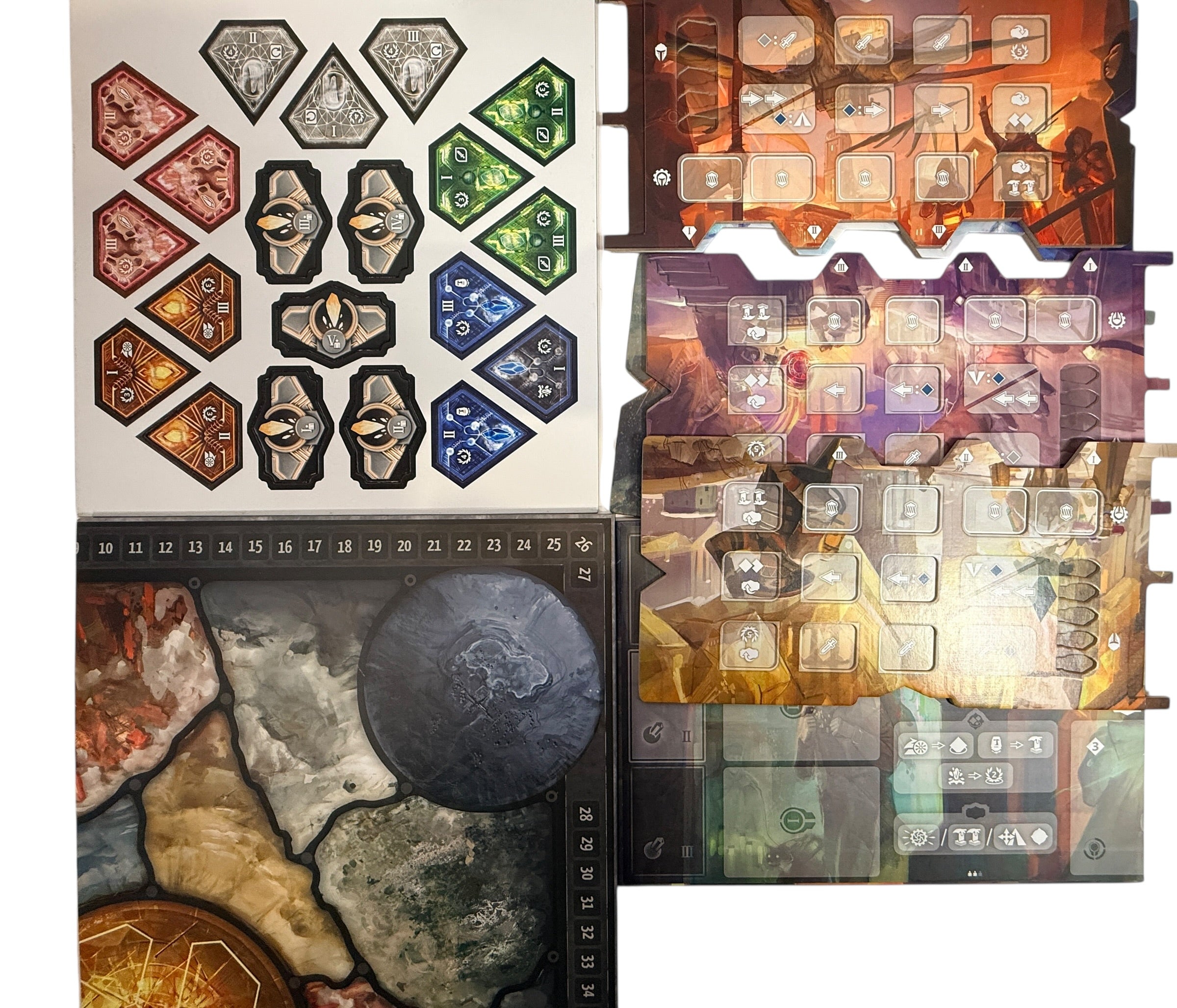 ICAION epic fantasy strategy board game by Tabula Games. Complete core set with miniatures and modular boards. Box wear discounted for value.