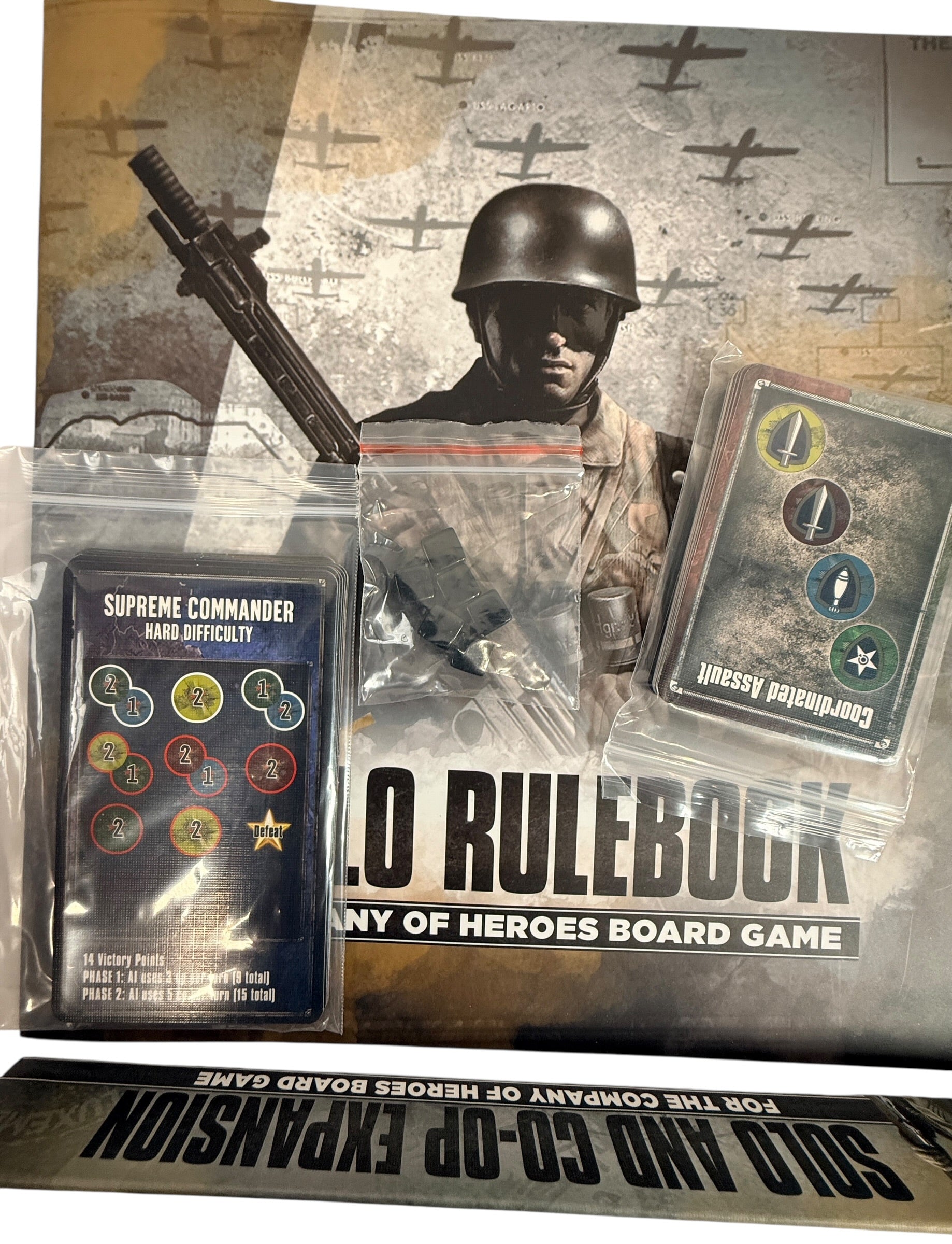 Company of Heroes Solo &amp; Co-Op Expansion adds full AI gameplay for solo or cooperative battles. Complete set in very clean condition.