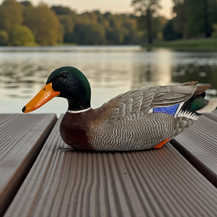 Vintage bonded wood mallard duck decoy sculpture Canada Heritage wildlife cabin décor collectible realistic drake duck carving display piece Canada made