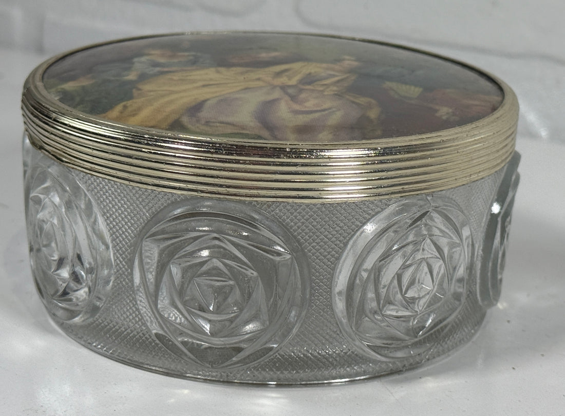Oberglas Austria Vanity Jar – Pressed Glass & Art Lid
