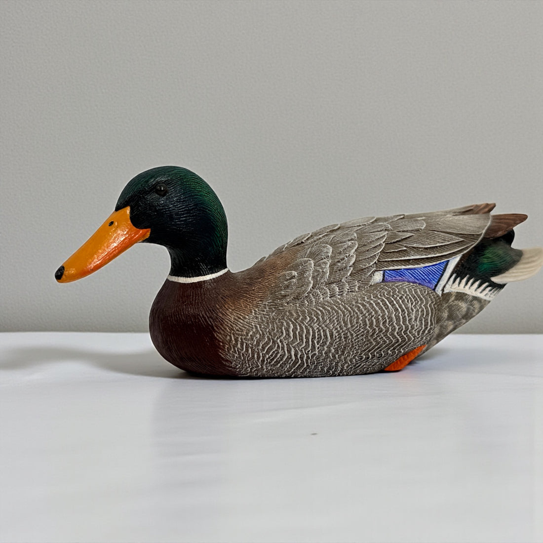 Vintage bonded wood mallard duck decoy sculpture Canada Heritage wildlife cabin décor collectible realistic drake duck carving display piece Canada made