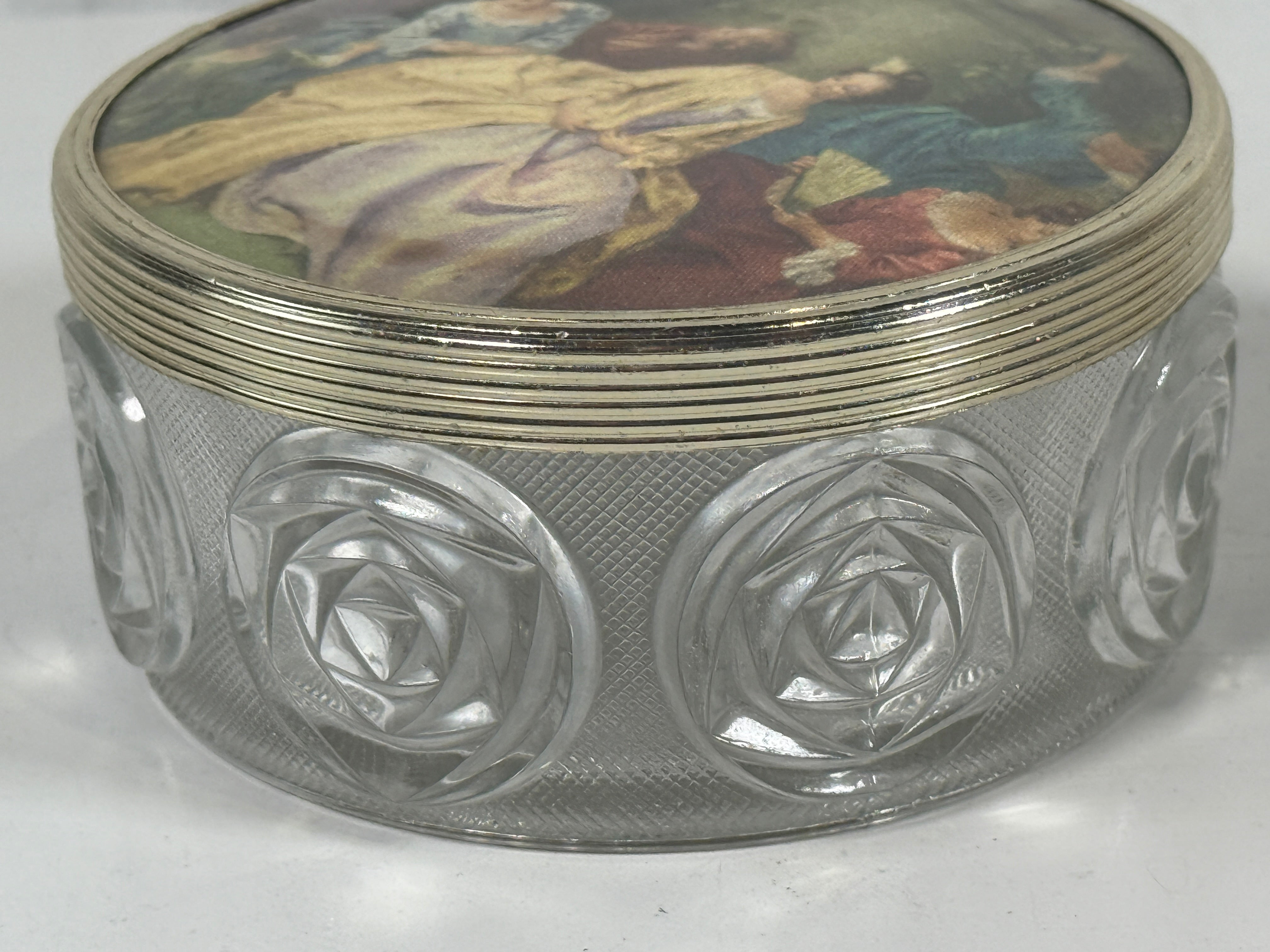 Oberglas Austria Vanity Jar – Pressed Glass & Art Lid