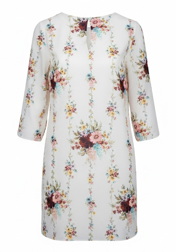 Alice + Olivia Vintage Bouquet floral dress in cream, size XS. New with tags, featuring a V-neck, flowing sleeves and romantic multicolor florals.