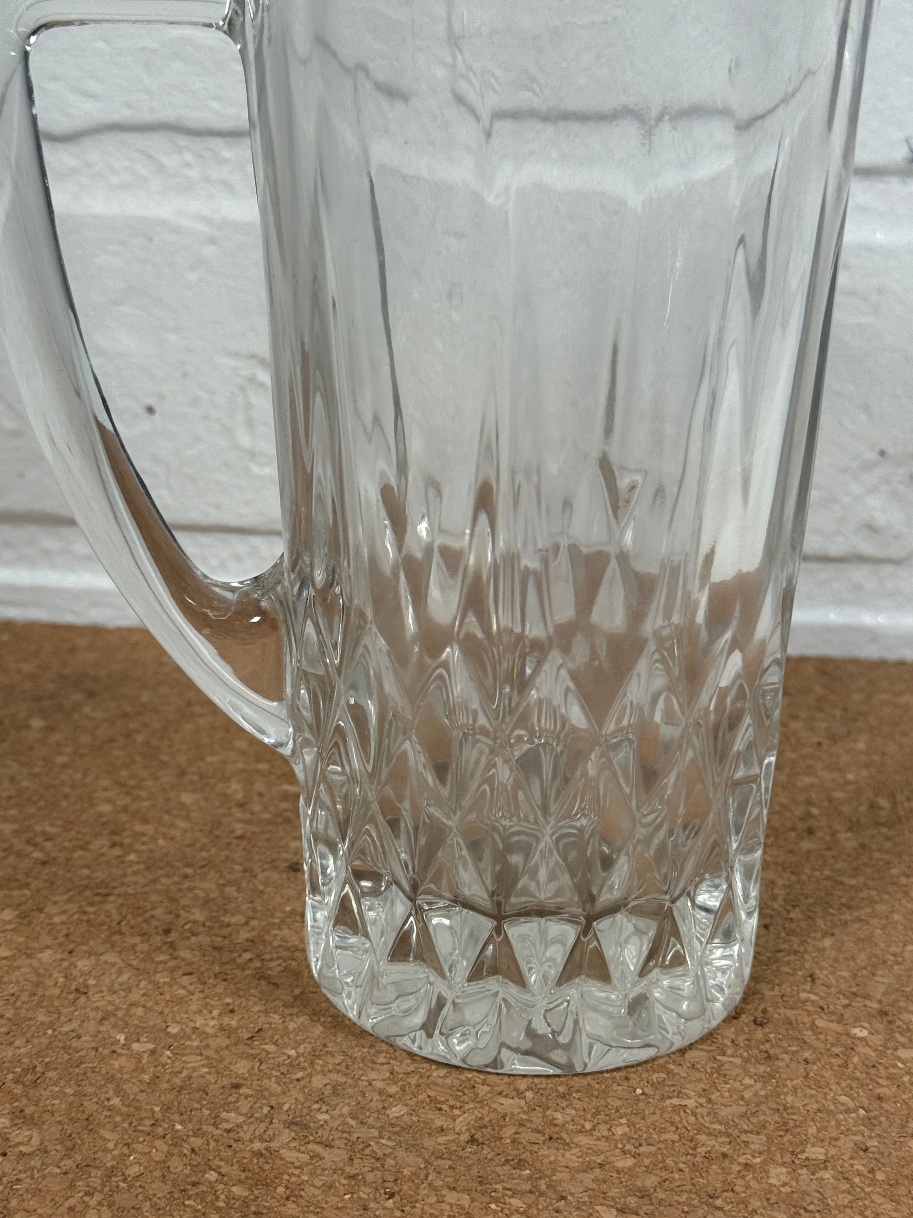 Vintage Crystal Water Pitcher - Creamer– Diamond Cut & Scalloped Rim