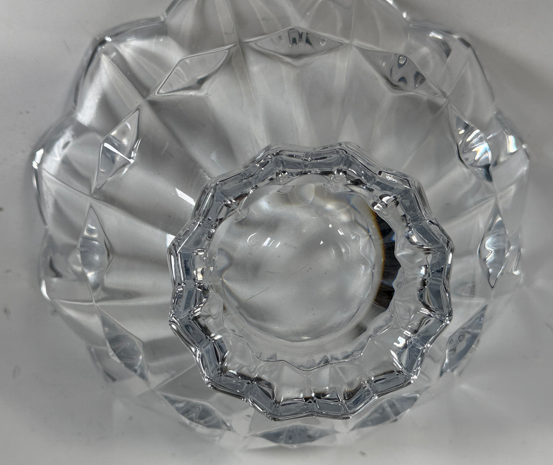Vintage Cut Crystal Bowl – Petal Rim & Faceted Design