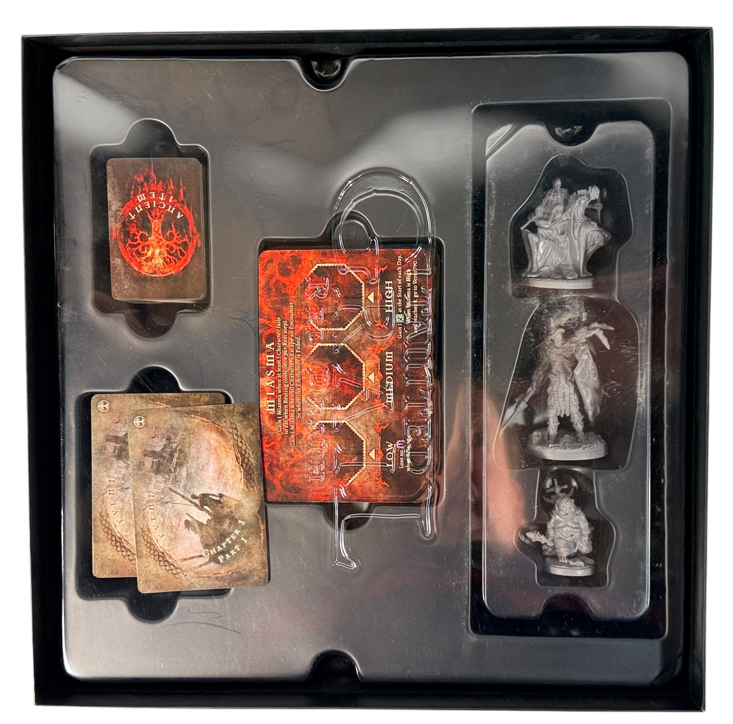 Advanced Red Death campaign expansion for Tainted Grail. Complete with miniatures, journal, and story content. Requires Fall of Avalon core box.