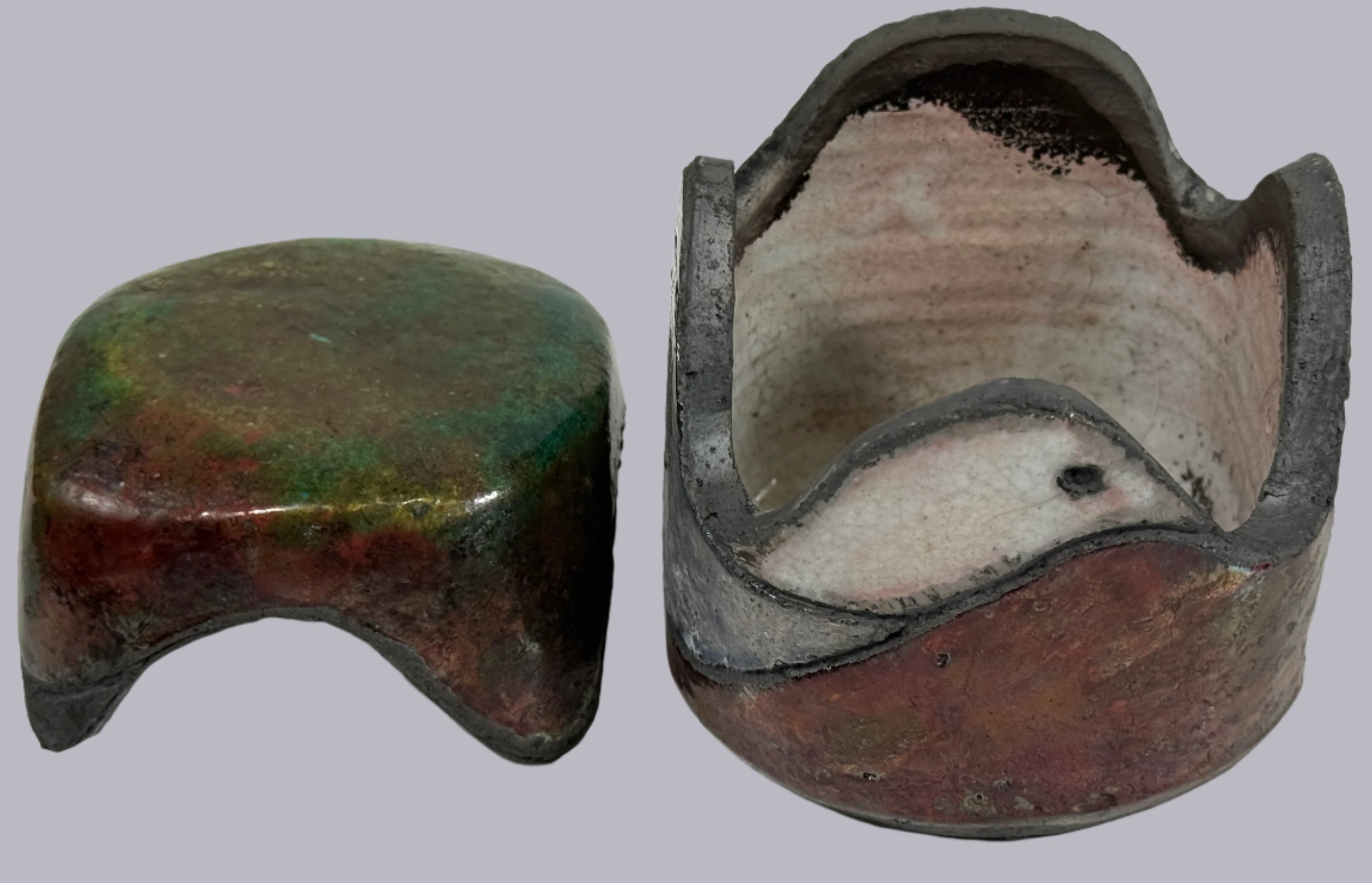 Raku Pottery Box – Signed, Abstract Glaze Design