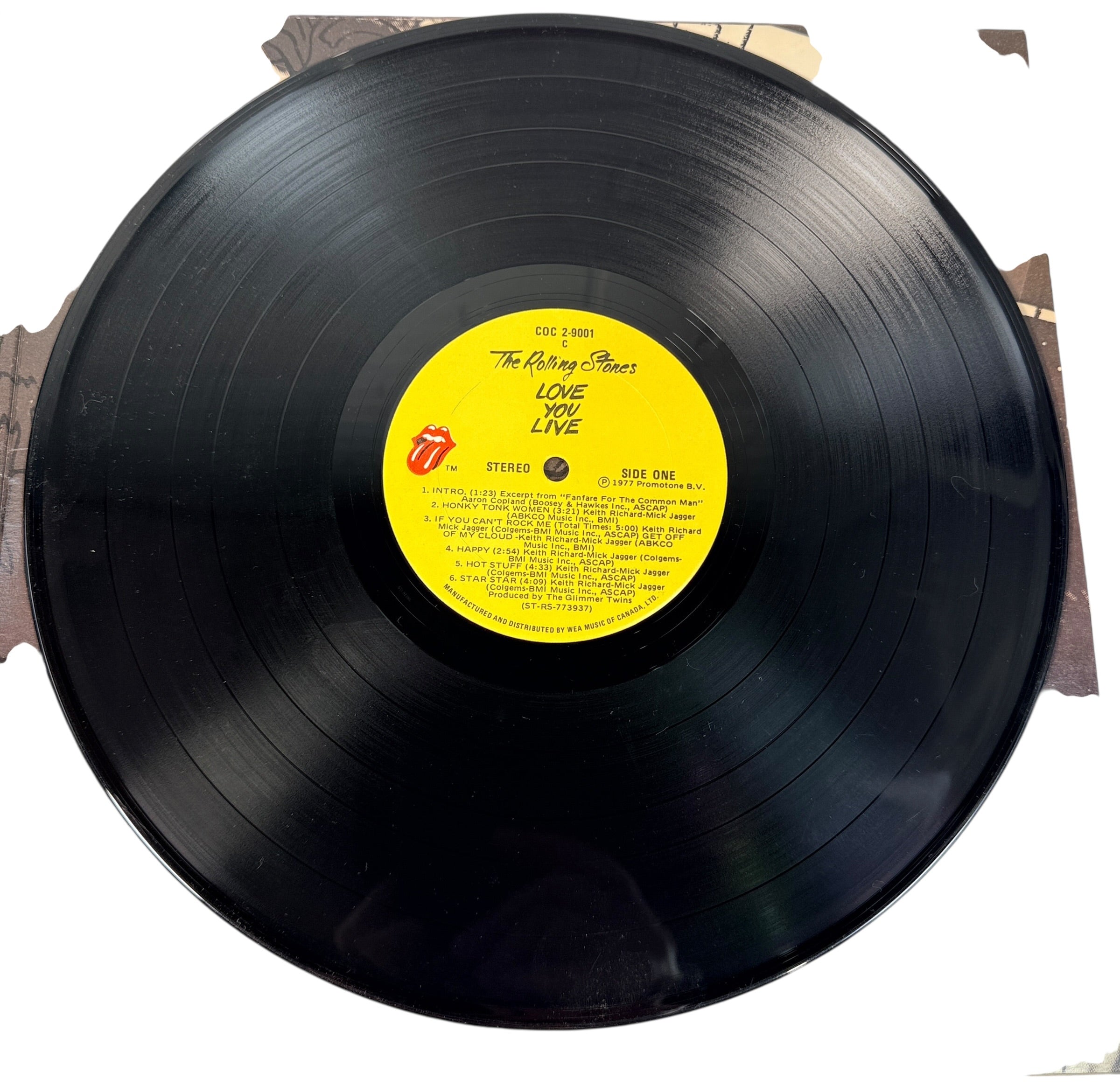 1977 Rolling Stones Love You Live 2xLP Canadian pressing. Complete with purple inner sleeves. VG+ vinyl, classic Stones live album.