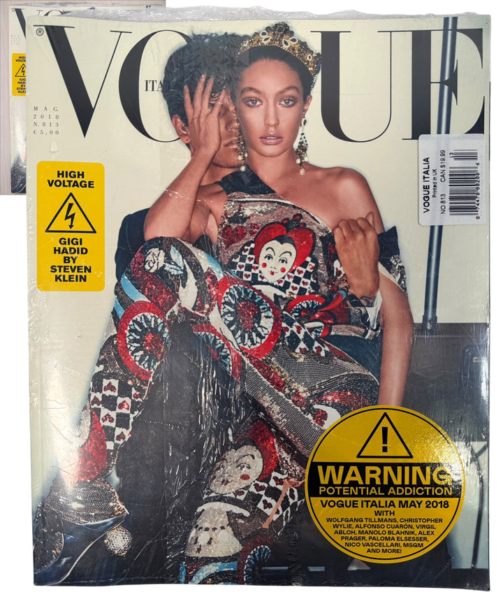 Vogue Italia No. 813 May 2018 featuring Gigi Hadid photographed by Steven Klein. High Voltage collectible fashion magazine in original wrapping.