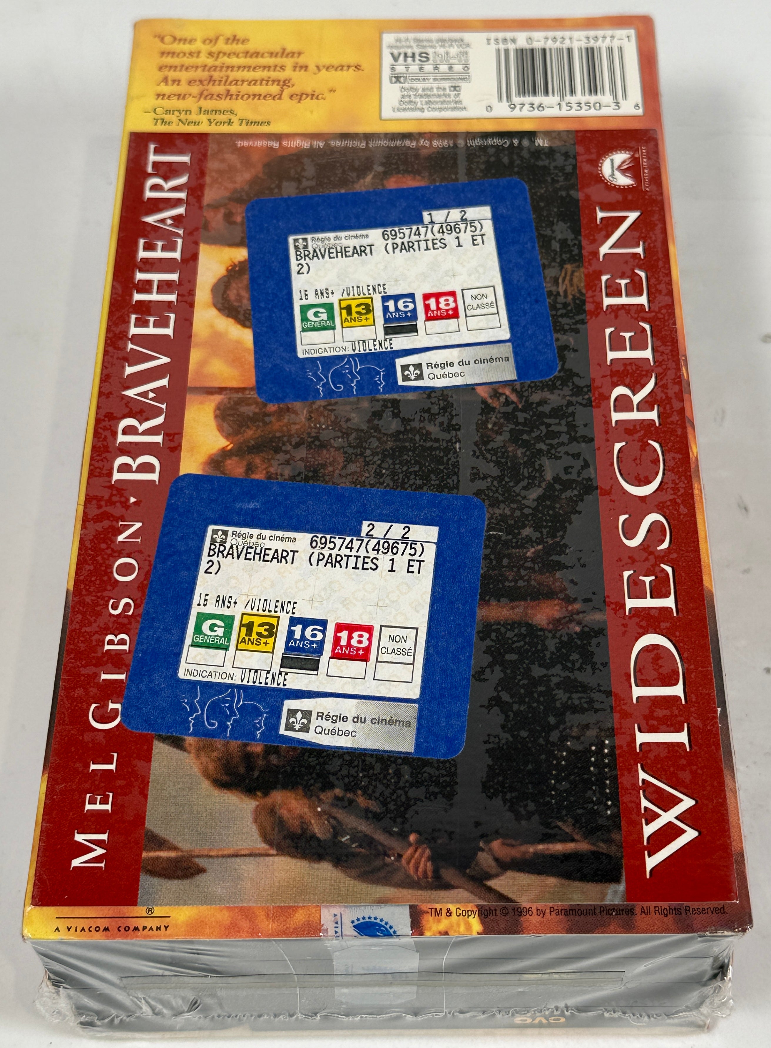 Braveheart VHS (1996) – Sealed Widescreen 2-Tape Edition – Éco Braveheart VHS (1996) – Sealed Widescreen 2-Tape Edition – Éco