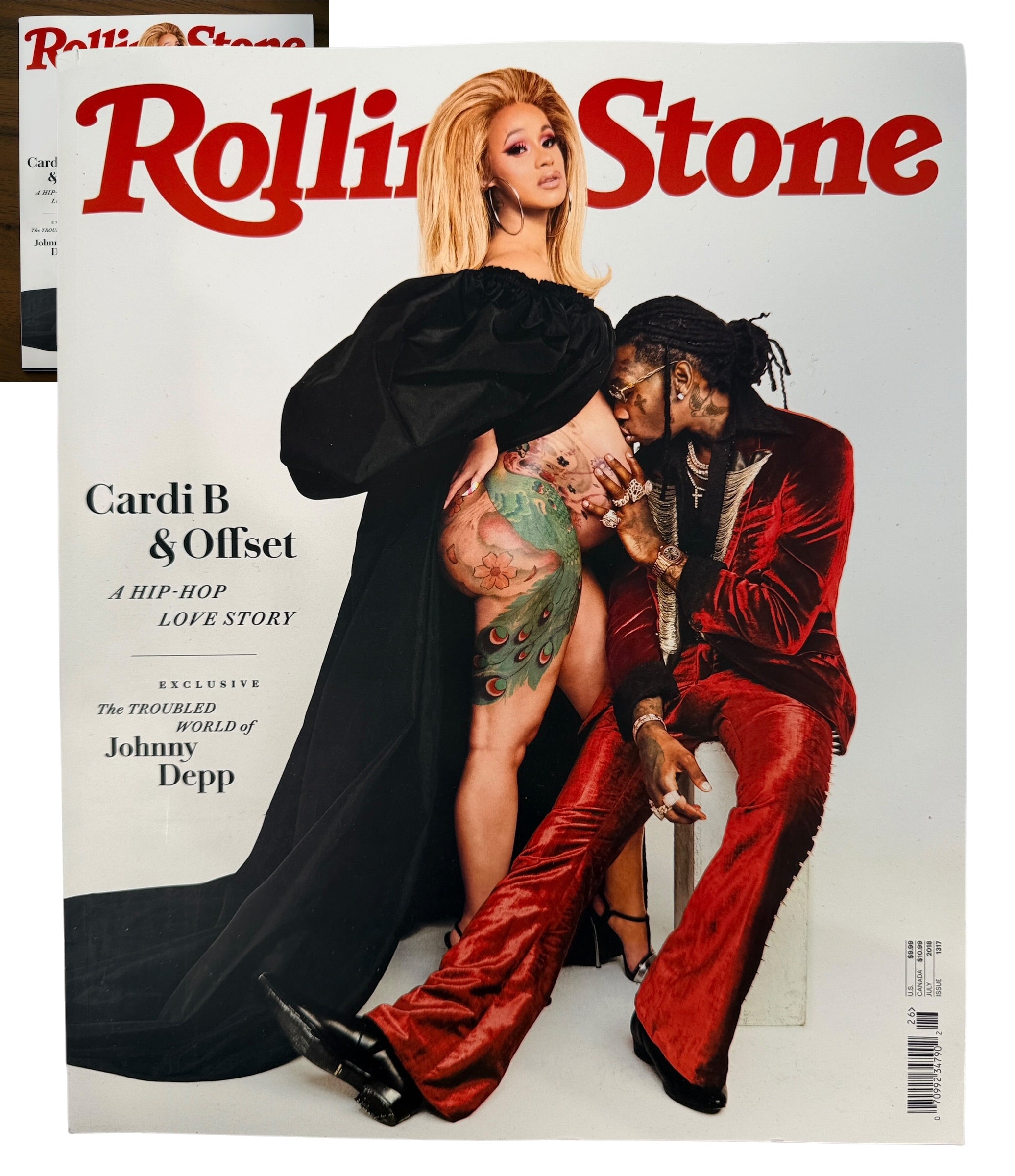 Shop Rolling Stone July 2018 issue #1317 featuring Cardi B and Offset, plus Johnny Depp. Original music magazine at Eco Depot Montreal.