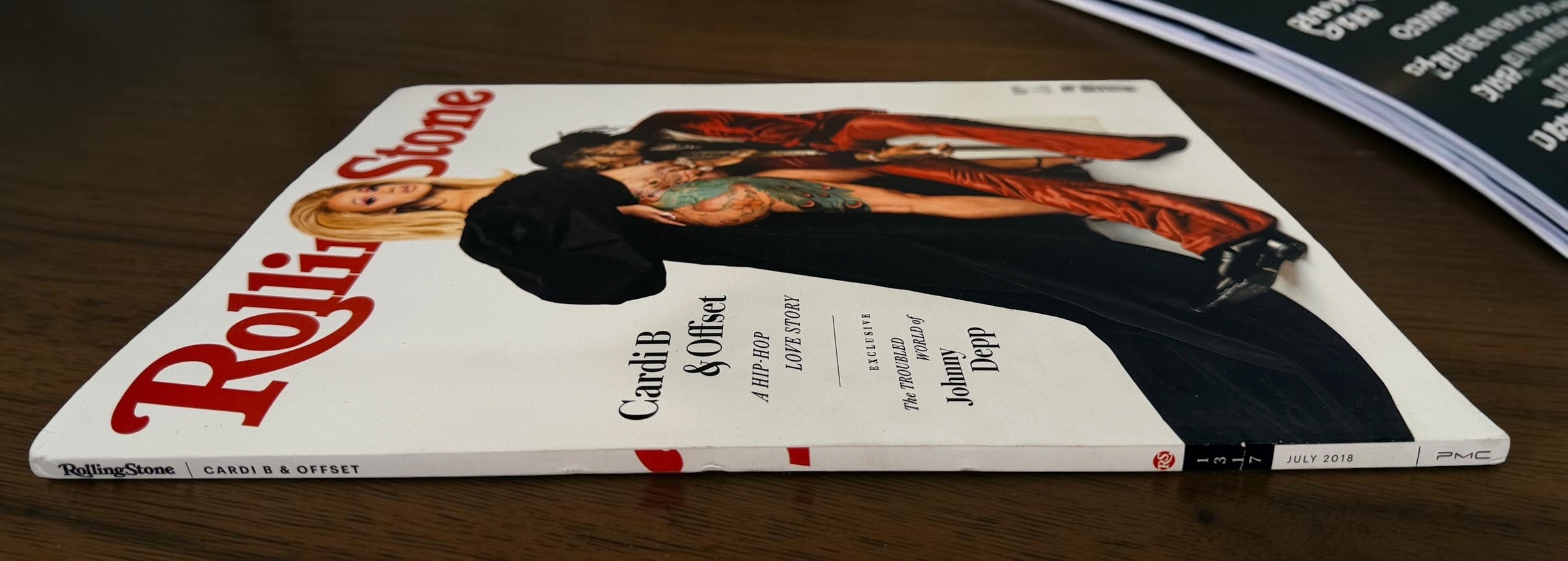 Shop Rolling Stone July 2018 issue #1317 featuring Cardi B and Offset, plus Johnny Depp. Original music magazine at Eco Depot Montreal.
