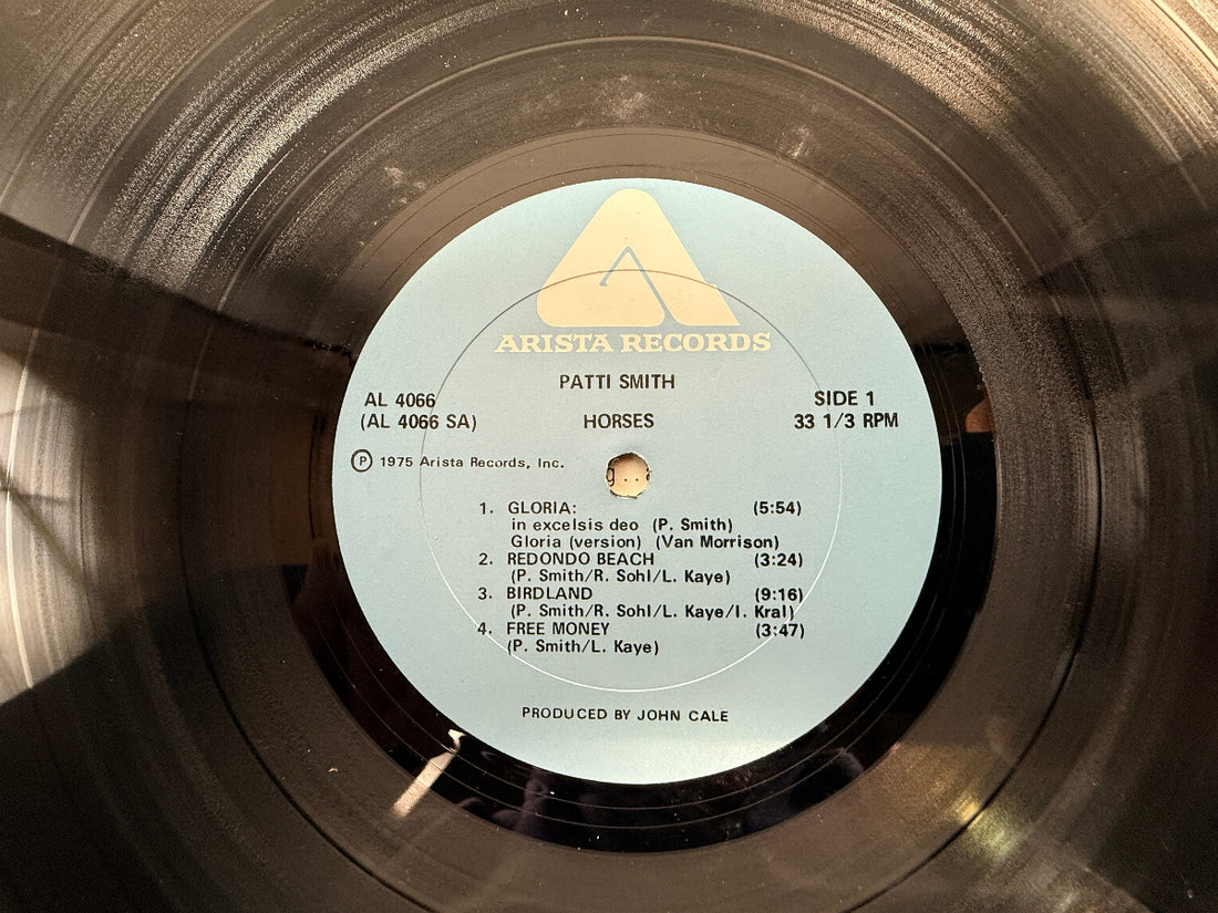 Original 1975 Patti Smith Horses LP on Arista. VG vinyl with worn sleeve. Punk and art-rock classic, priced for listening collectors and fans.