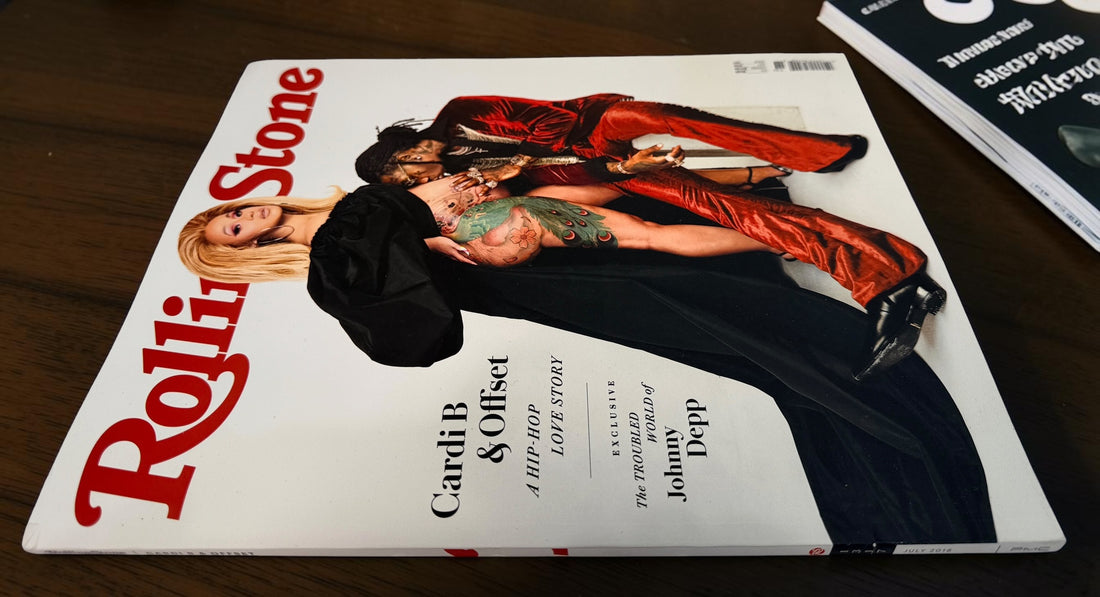Shop Rolling Stone July 2018 issue #1317 featuring Cardi B and Offset, plus Johnny Depp. Original music magazine at Eco Depot Montreal.