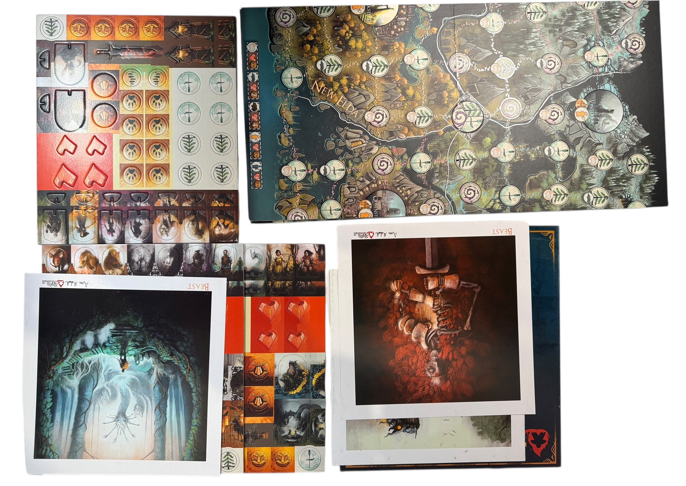 Beast asymmetric strategy board game by Studio Midhall. Complete VG+ copy with all cards, boards, and tokens. Fast hidden-movement fantasy gameplay.