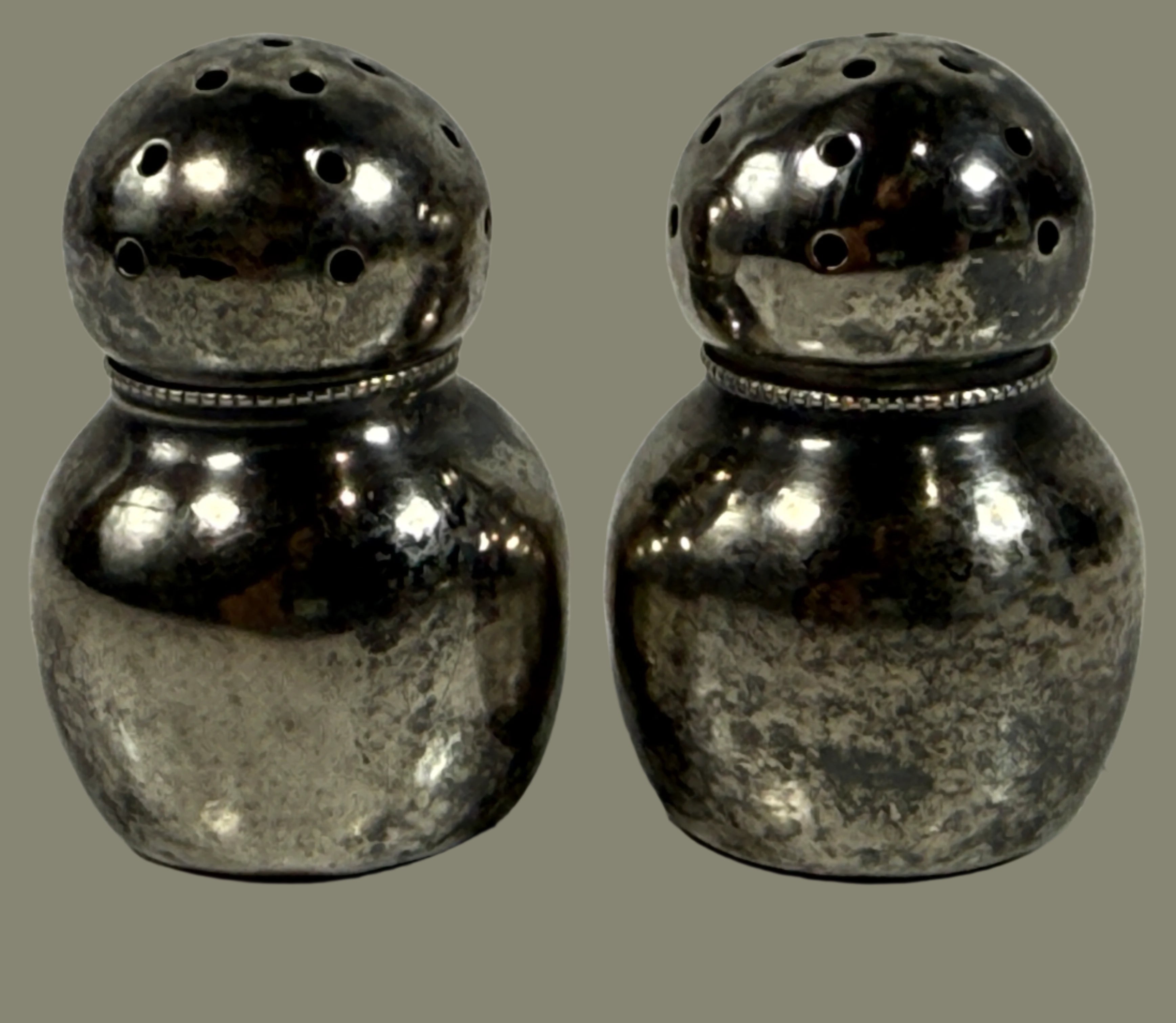 Vintage Sterling Silver Salt & Pepper Shakers –STERLING 2001 – Mid-Century Pair