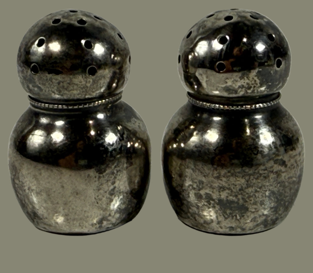 Vintage Sterling Silver Salt & Pepper Shakers –STERLING 2001 – Mid-Century Pair
