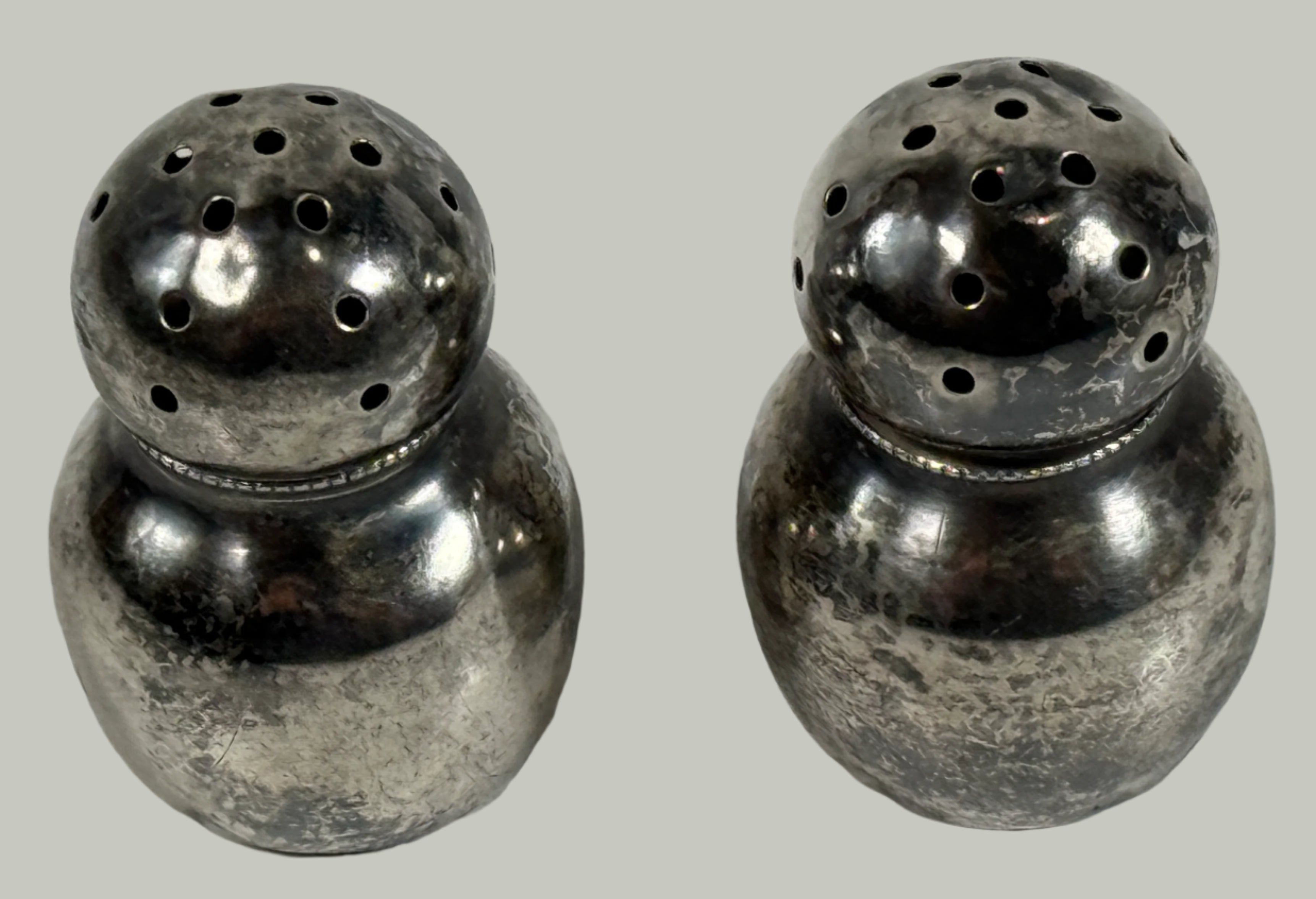 Vintage Sterling Silver Salt & Pepper Shakers –STERLING 2001 – Mid-Century Pair