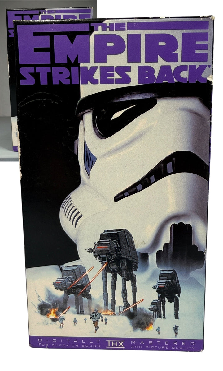 1995 Star Wars The Empire Strikes Back VHS, THX Digitally Mastered CBS/Fox release with original Stormtrooper slipcase. Vintage Star Wars collectible.