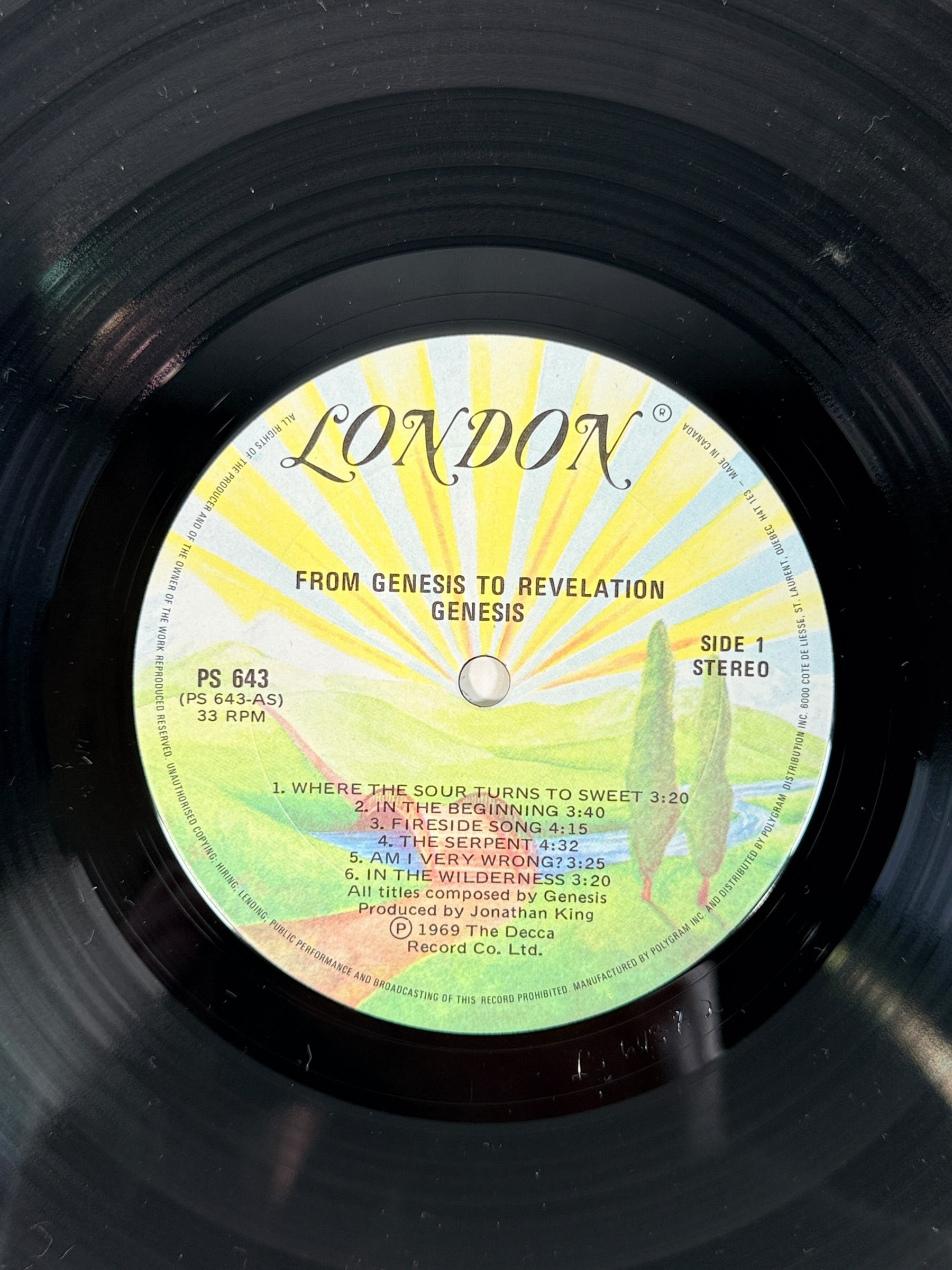 Genesis debut LP From Genesis to Revelation, 1969 Canadian London stereo pressing. Classic early prog rock album, VG vinyl and sleeve condition.