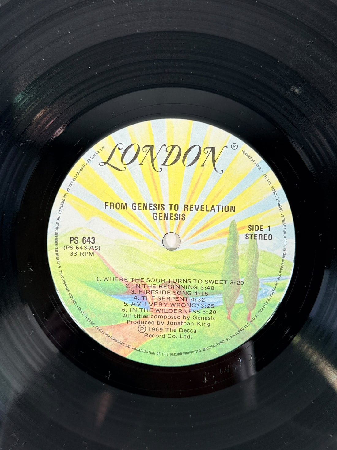Genesis debut LP From Genesis to Revelation, 1969 Canadian London stereo pressing. Classic early prog rock album, VG vinyl and sleeve condition.