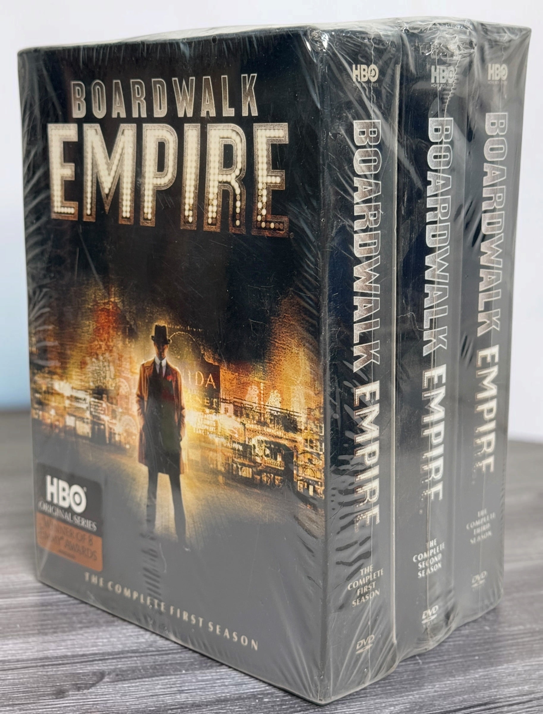 Factory-sealed Boardwalk Empire Seasons 1–3 HBO DVD box sets starring Steve Buscemi. Original Region 1 releases, three complete seasons.