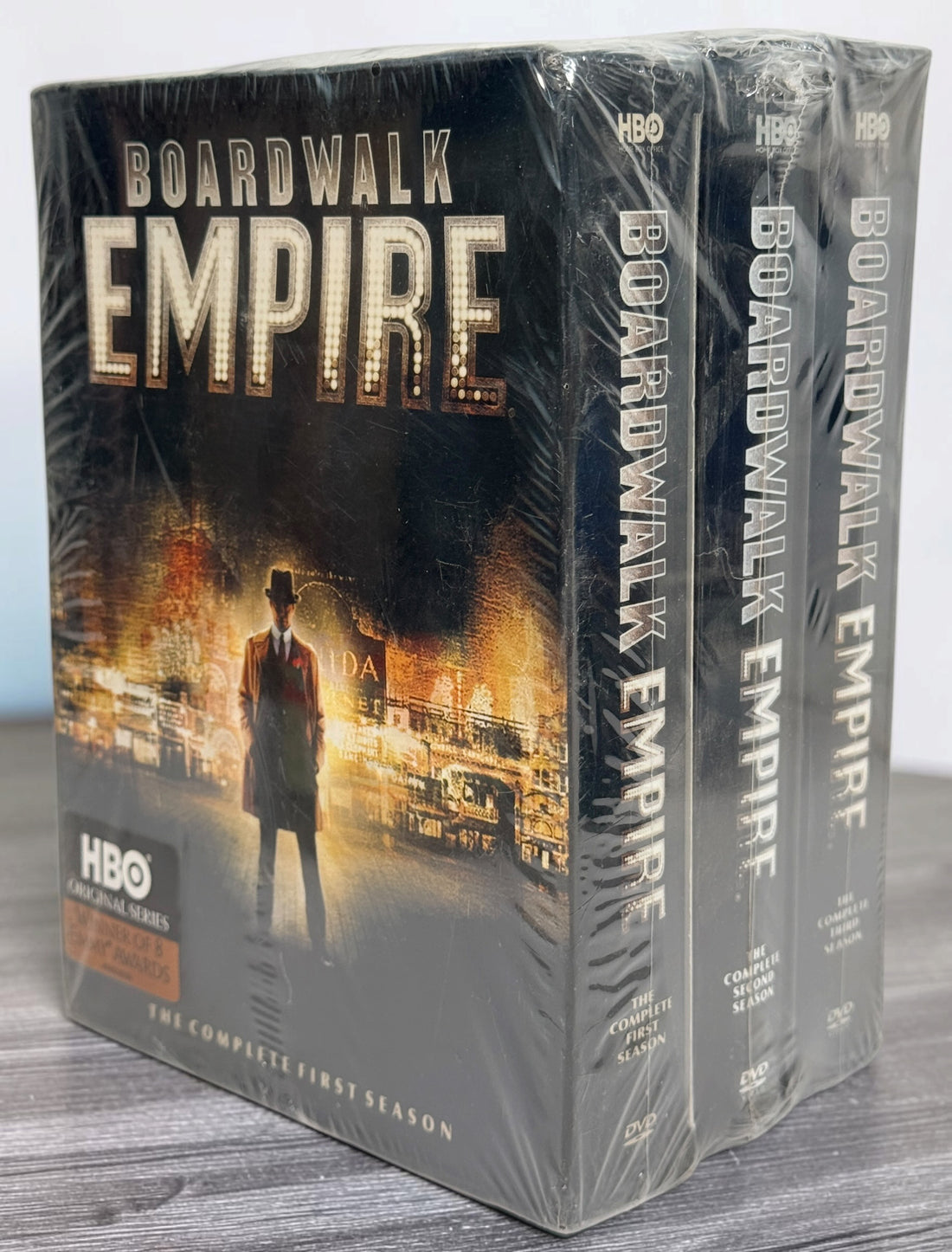 Factory-sealed Boardwalk Empire Seasons 1–3 HBO DVD box sets starring Steve Buscemi. Original Region 1 releases, three complete seasons.