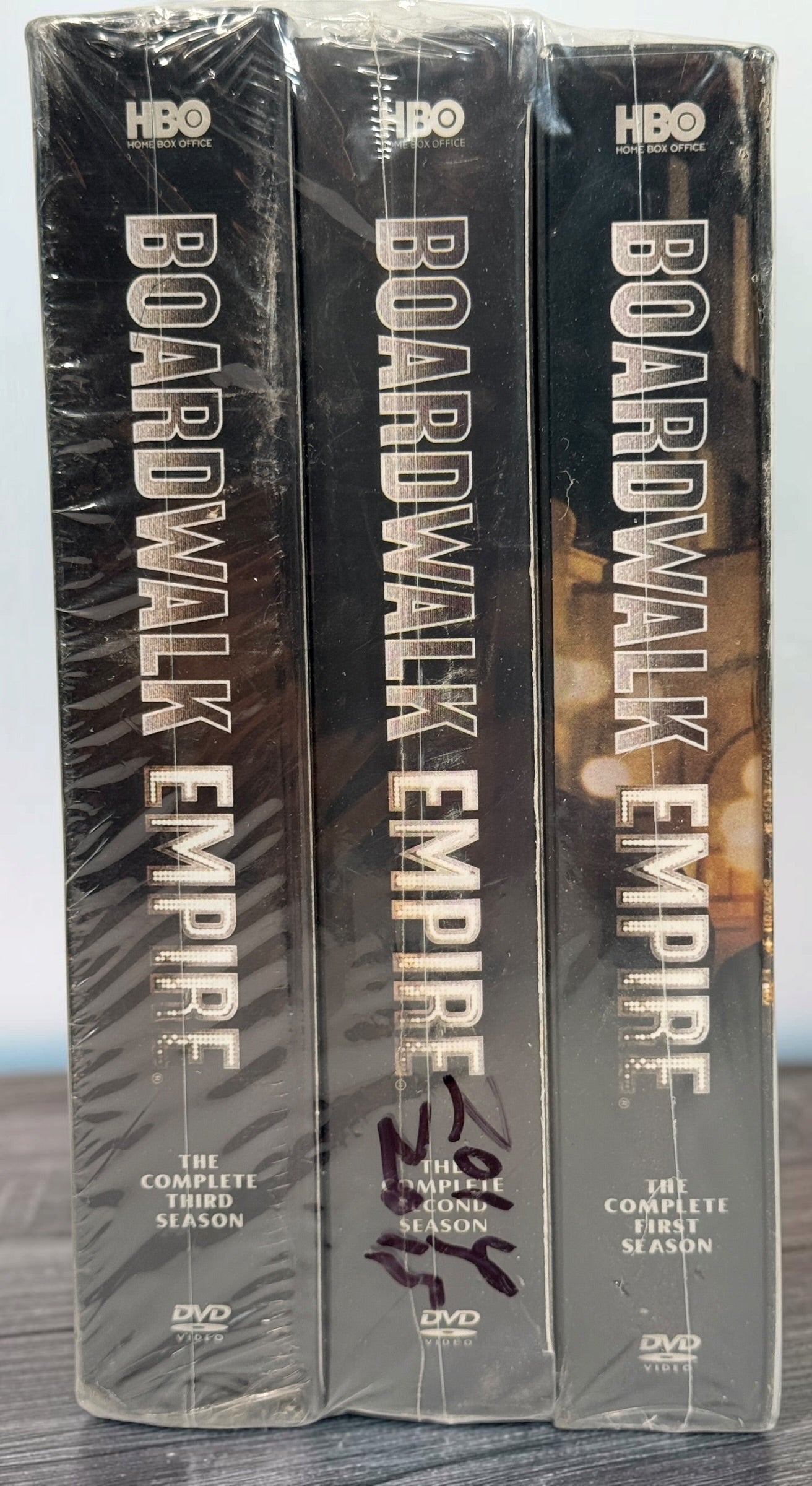 Factory-sealed Boardwalk Empire Seasons 1–3 HBO DVD box sets starring Steve Buscemi. Original Region 1 releases, three complete seasons.