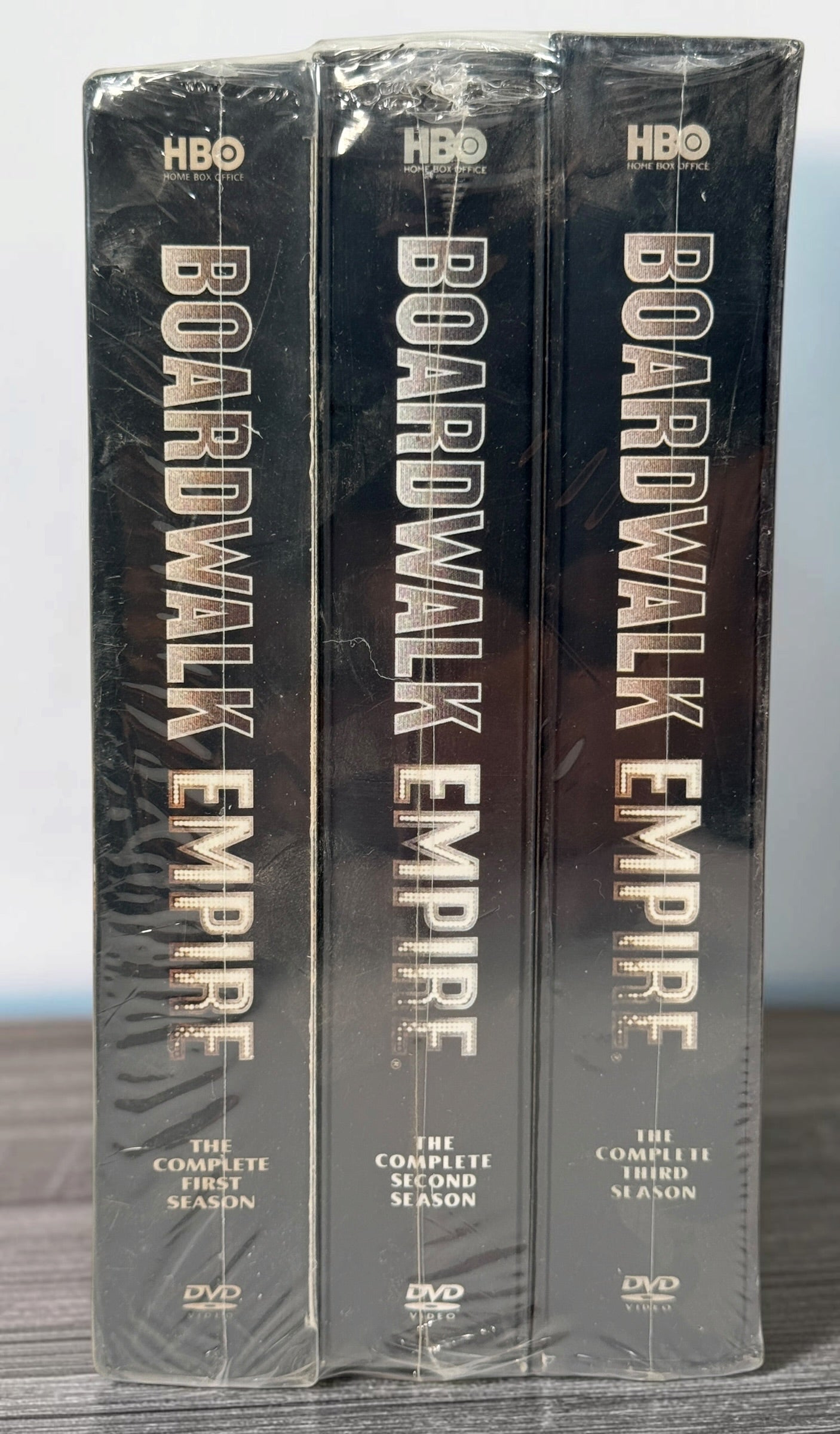 Factory-sealed Boardwalk Empire Seasons 1–3 HBO DVD box sets starring Steve Buscemi. Original Region 1 releases, three complete seasons.
