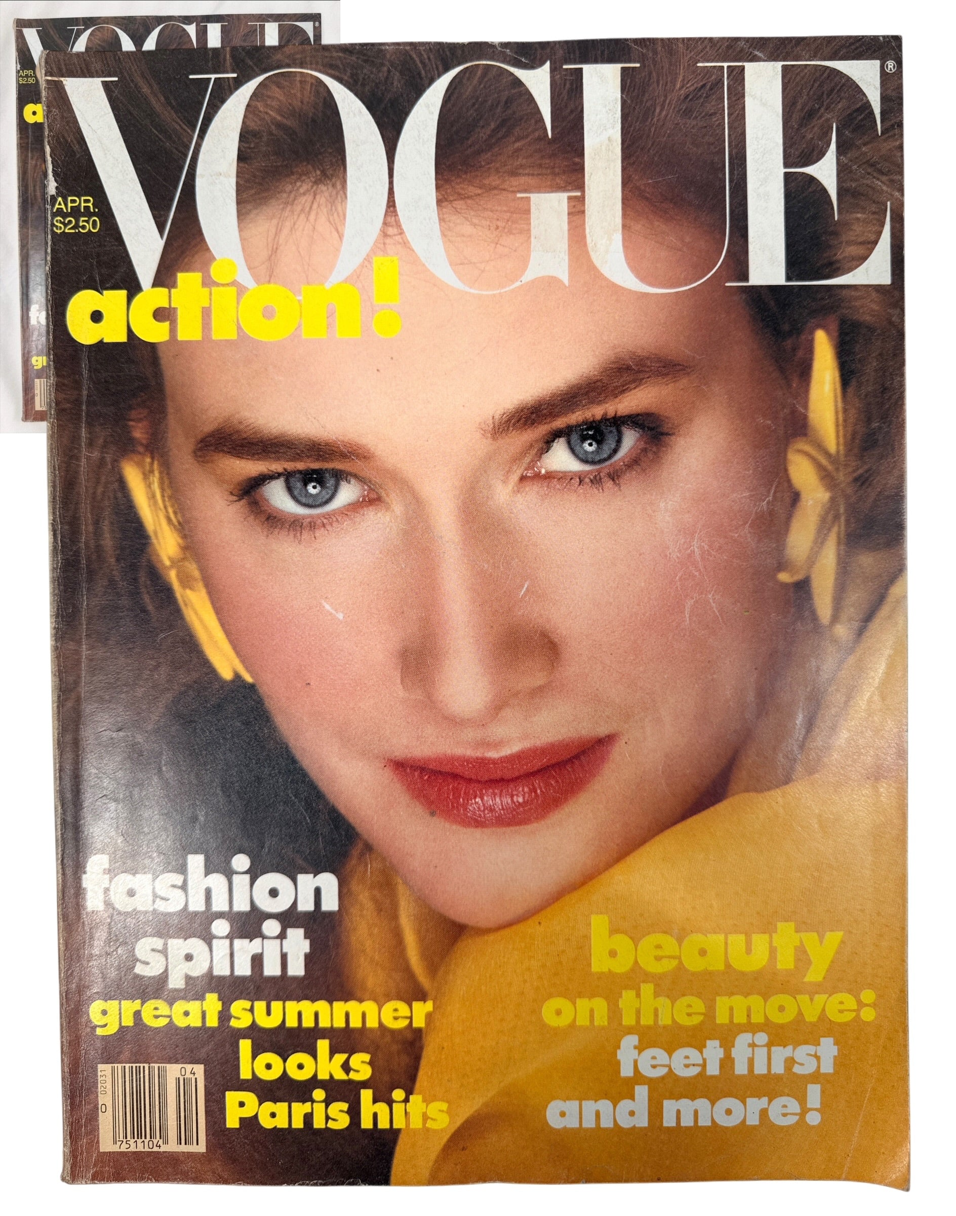 Vintage Vogue April 1982 with Rosemary McGrotha photographed by Richard Avedon. Original U.S. newsstand issue with iconic 1980s fashion photography.
