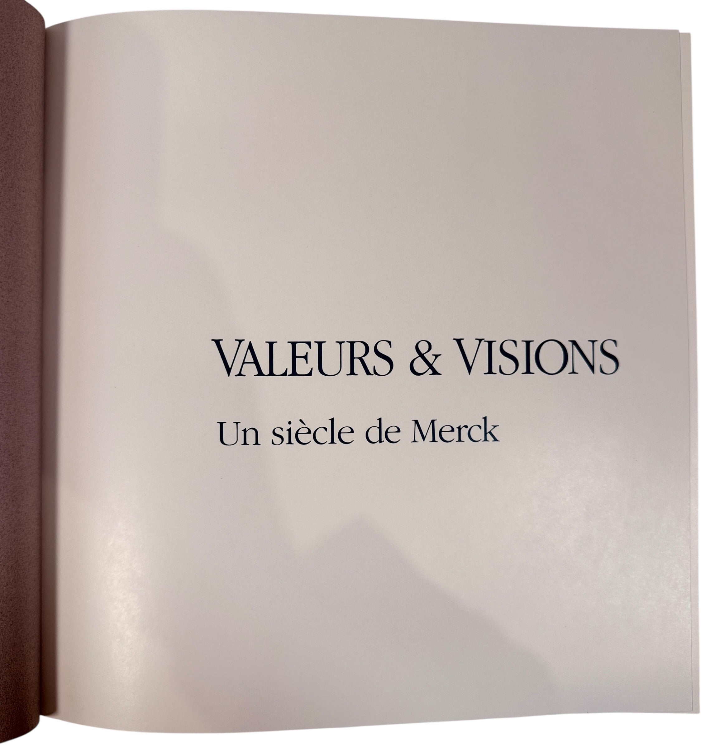 Vintage Merck centennial history book in French featuring archival pharma history photos and corporate memorabilia appeal. Clean collectible hardcover edition.