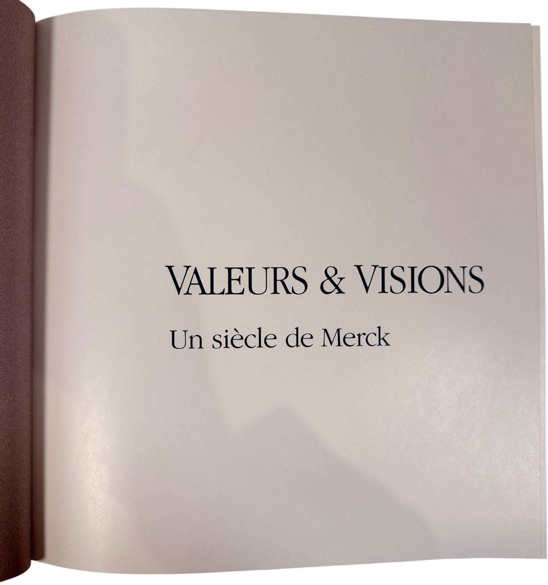 Vintage Merck centennial history book in French featuring archival pharma history photos and corporate memorabilia appeal. Clean collectible hardcover edition.