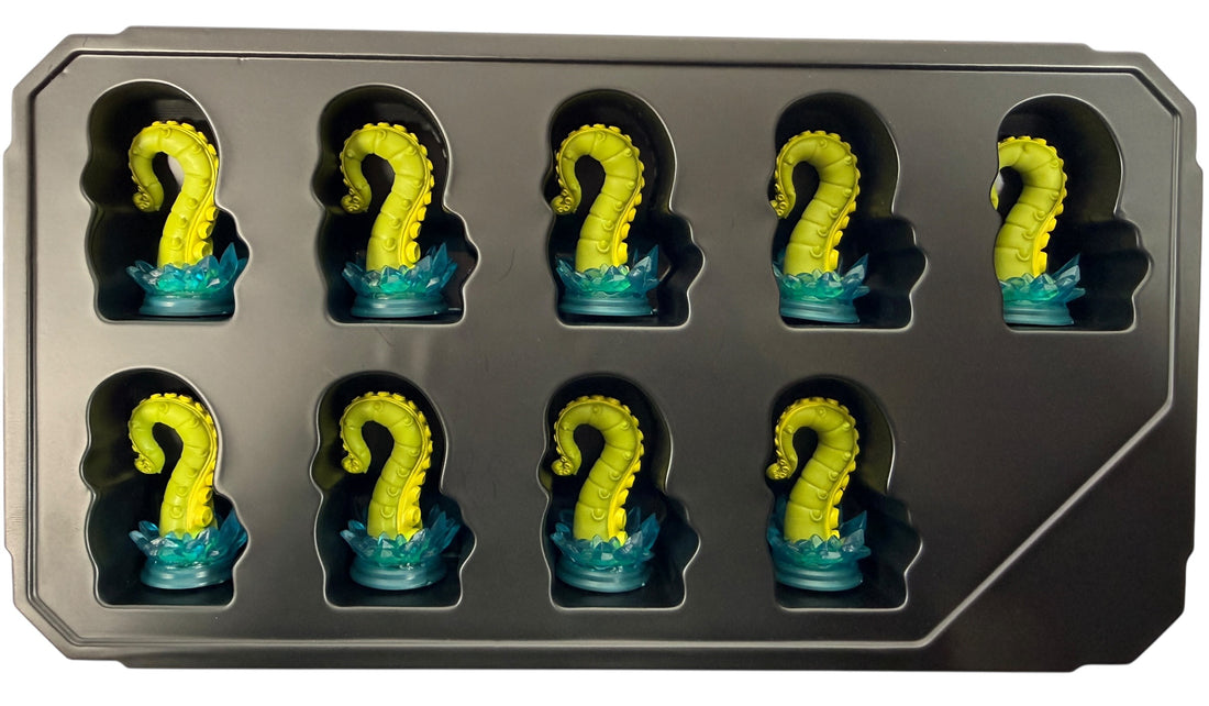 Uprising painted curse miniatures expansion set. 9 pre-painted tentacle markers with original box. Priced for incomplete set. Great tabletop accessory upgrade.