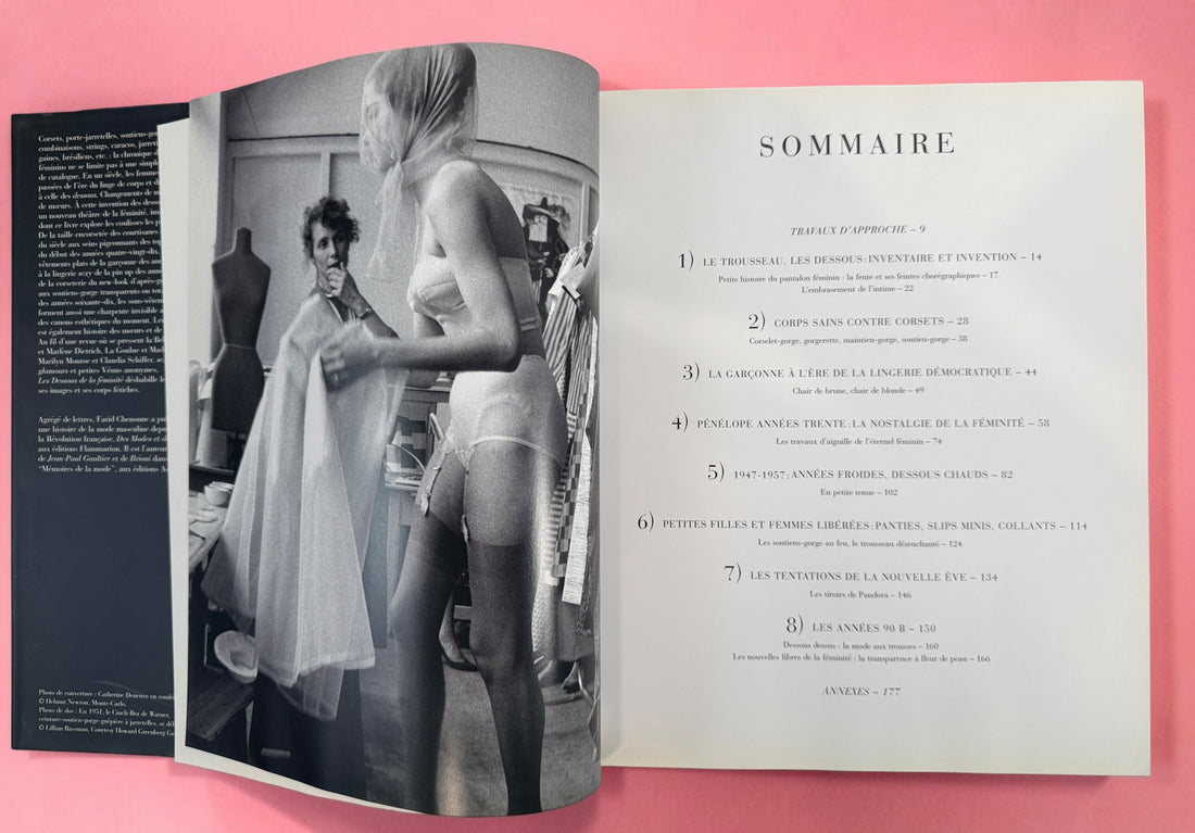 Farid Chenoune Les Dessous de la Féminité, Assouline 1998 hardcover. Illustrated French history of lingerie, corsetry and 20th-century fashion.