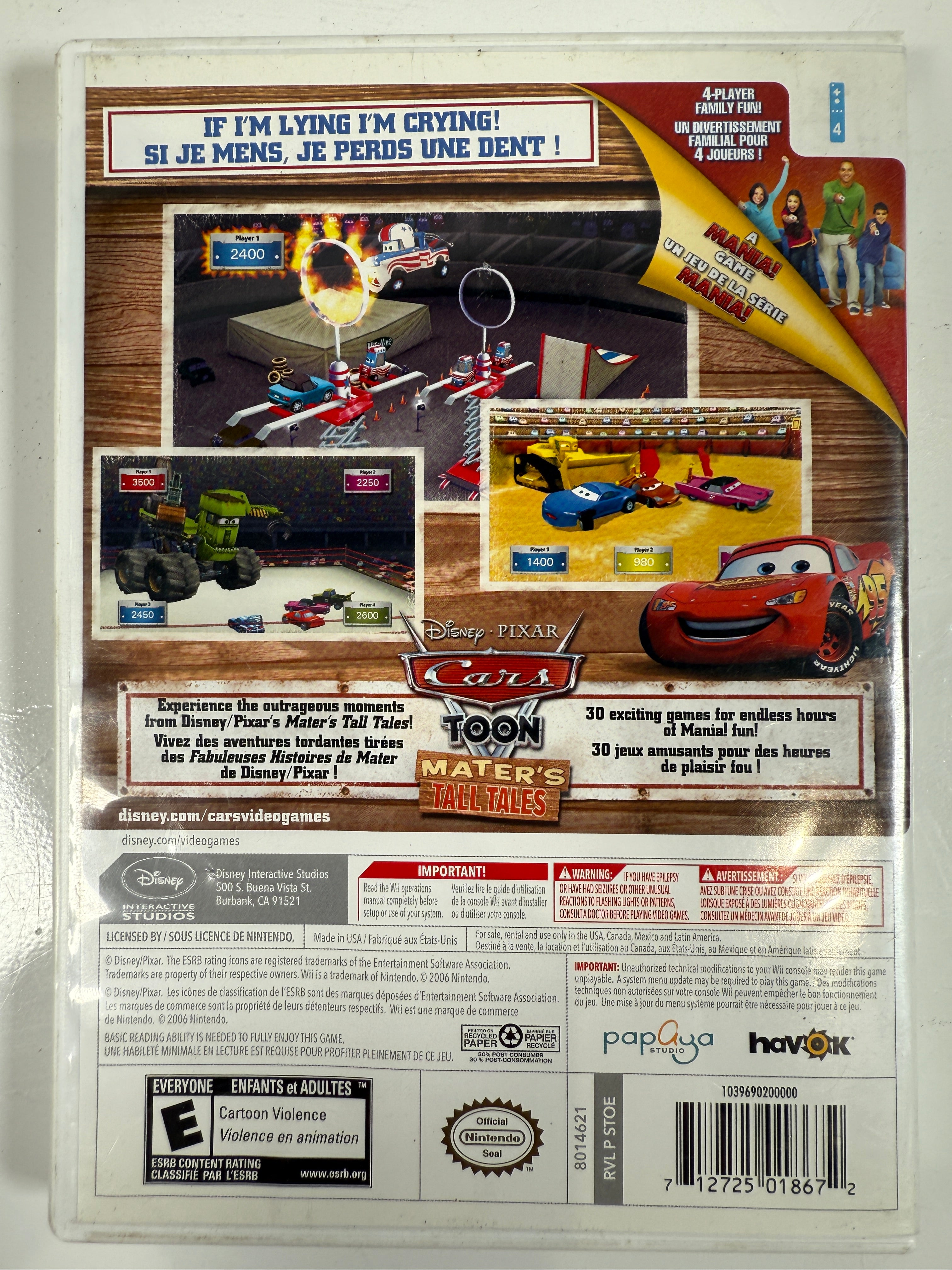 Jeu Wii Cars Toon – Les Contes de Martin – Complet, 2010