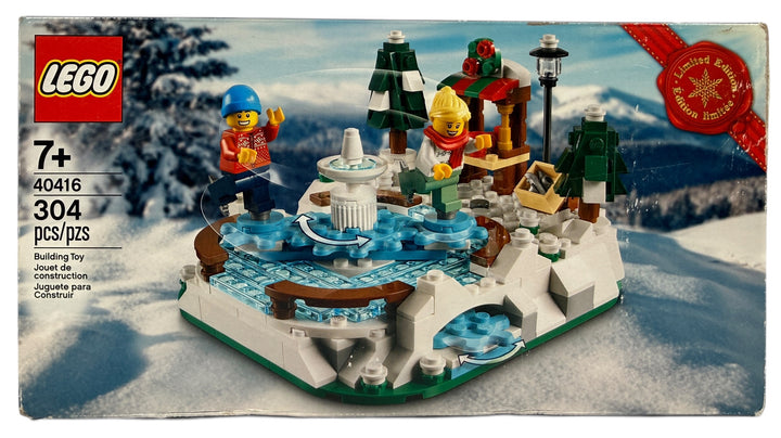 Sealed LEGO 40416 Winter Ice Skating Rink limited edition holiday set. Seasonal collector LEGO promo with box wear. Great gift or festive display piece.