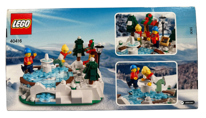 Sealed LEGO 40416 Winter Ice Skating Rink limited edition holiday set. Seasonal collector LEGO promo with box wear. Great gift or festive display piece.