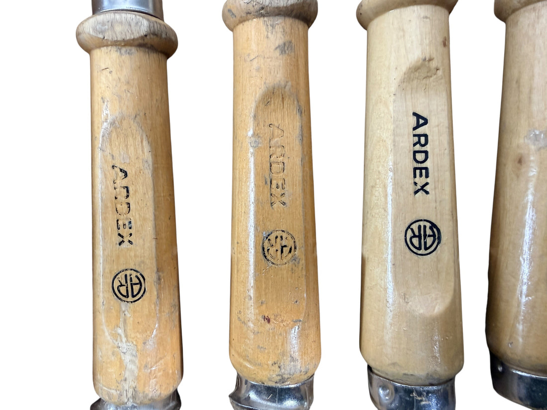 Coffret de ciseaux à bois vintage ARDEX, outils de menuiserie en boîte