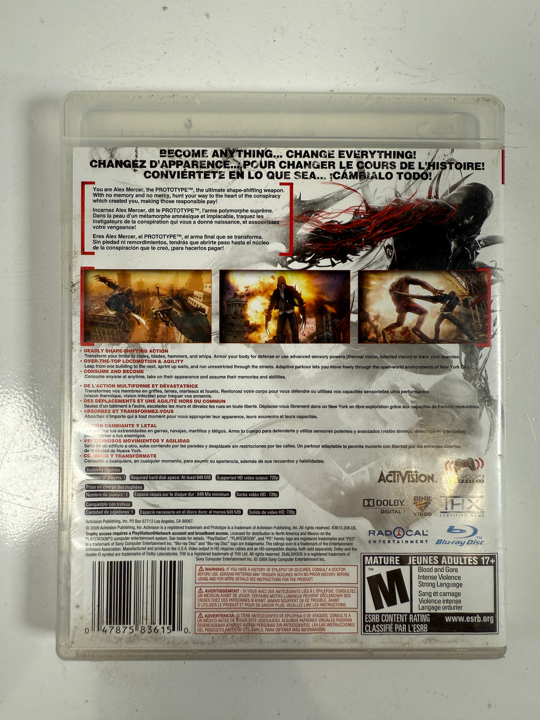 Prototype (2009) – PS3 Game with Case & Manual – Activision