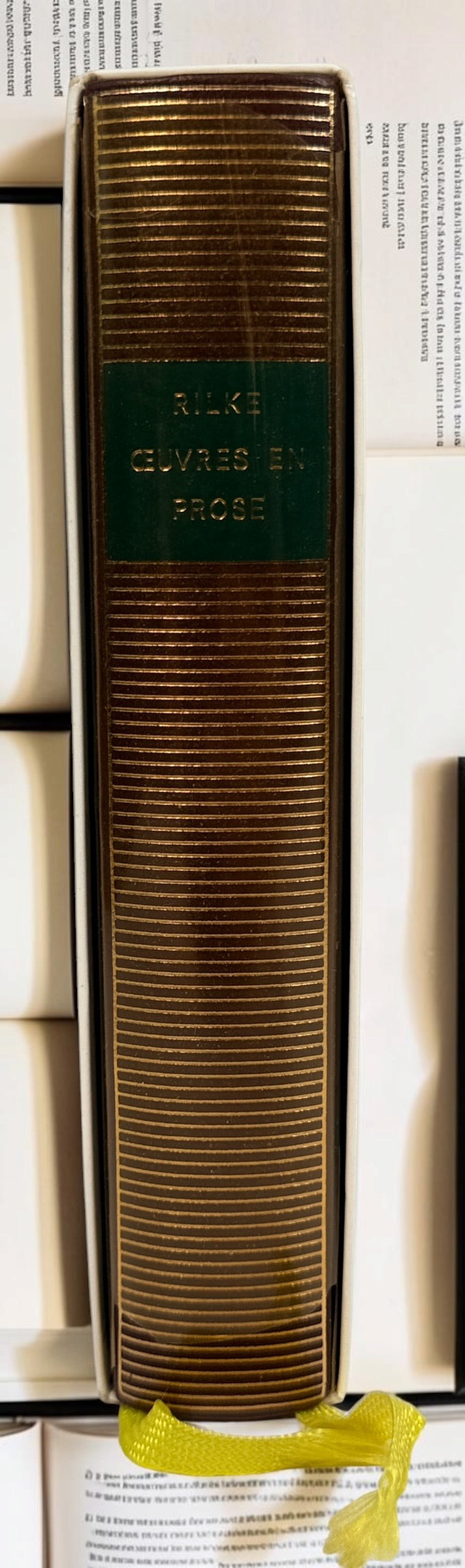 Rainer Maria Rilke Œuvres en prose, 1999 second edition, Bibliothèque de la Pléiade Gallimard, with leather binding, rhodoid and slipcase.