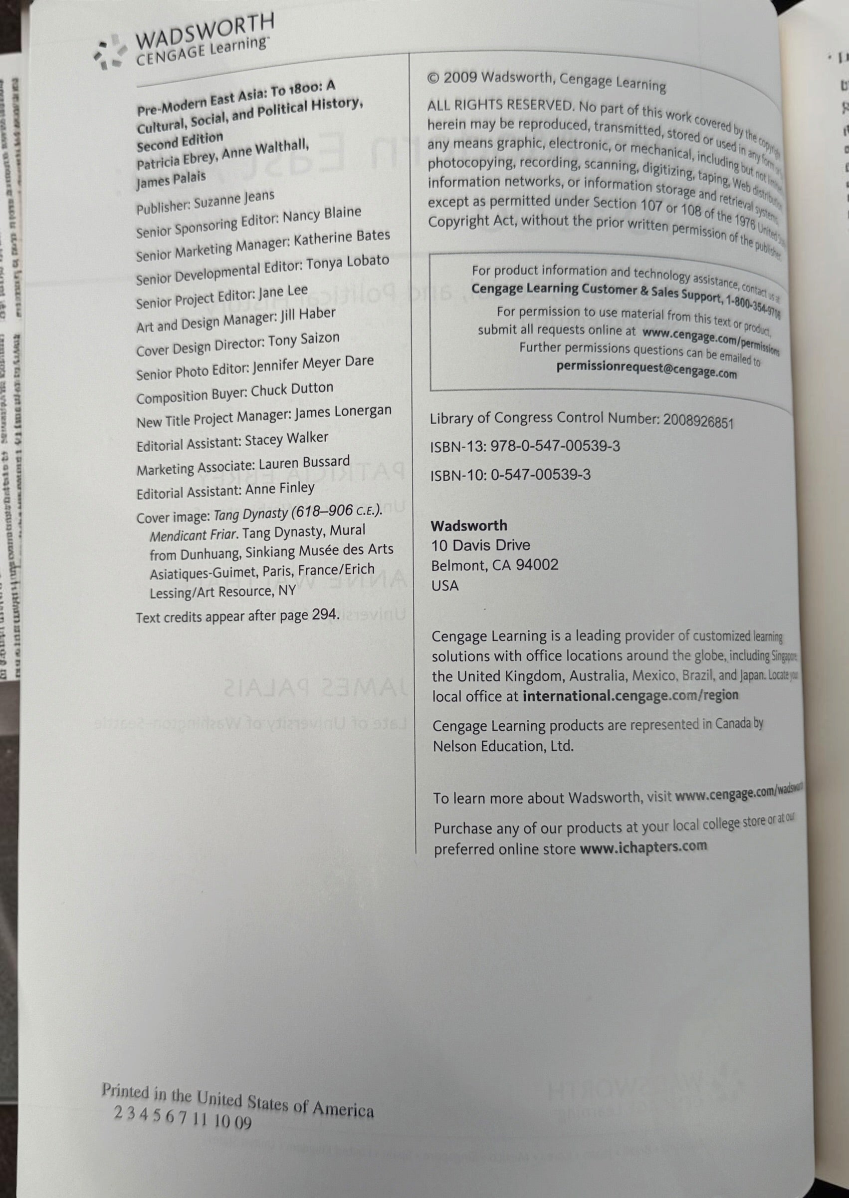 Pre-Modern East Asia to 1800, 2nd Edition by Ebrey, Walthall &amp; Palais. 2009 Cengage history textbook covering China, Japan and Korea.