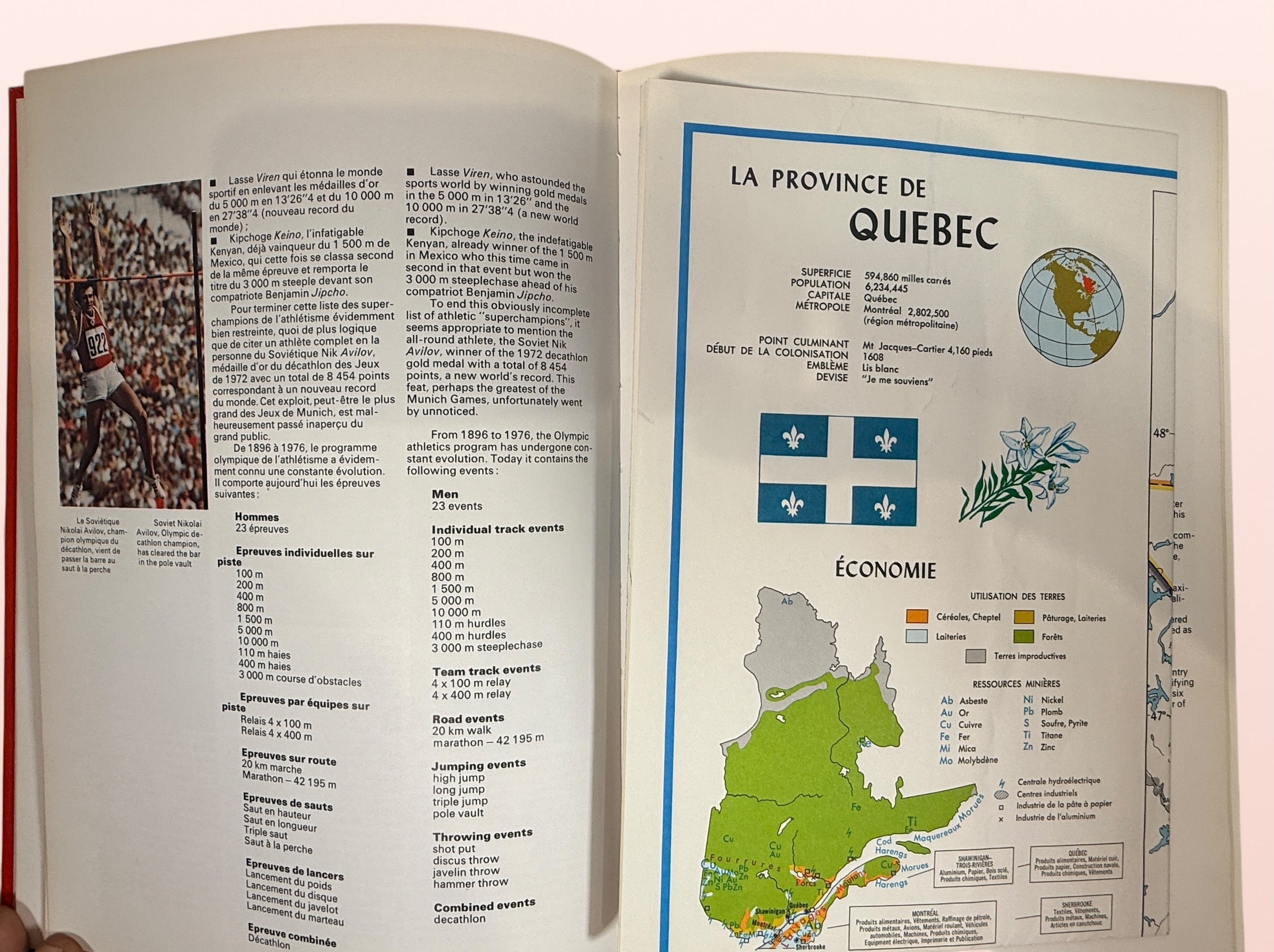 Official 1976 Montreal Olympics hardcover album bilingual Olympic sports reference book vintage Olympic memorabilia collectible Canada Games souvenir.