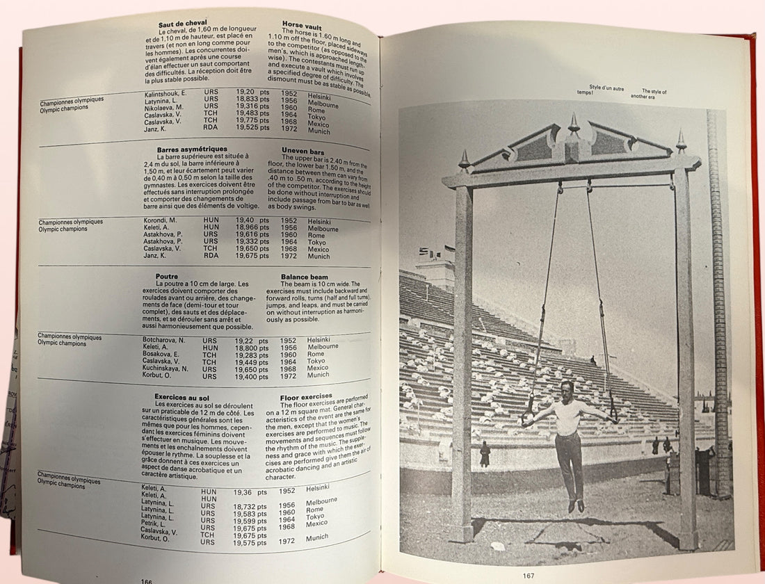 Official 1976 Montreal Olympics hardcover album bilingual Olympic sports reference book vintage Olympic memorabilia collectible Canada Games souvenir.