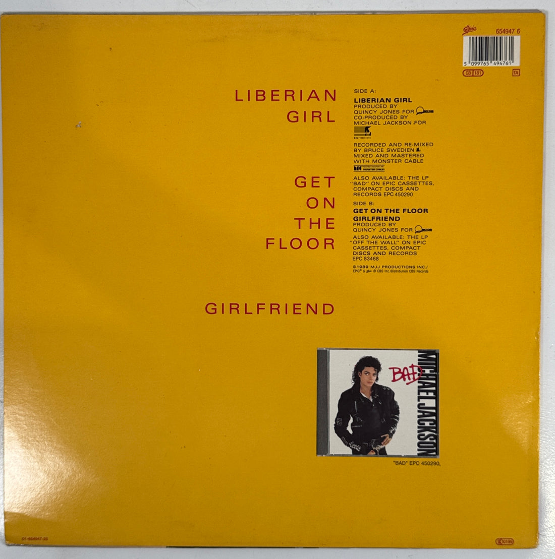 1987 Michael Jackson 12” – Liberian Girl Maxi-Single, Holland Pressing